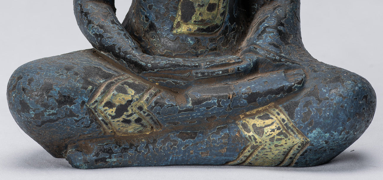 Buddha Sculpture - Antique Khmer in stile Khmer Seduto Buddha Statue Dhyana Meditation Mudra - 21 cm/8 "