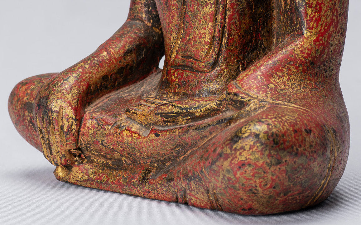 Estatua de Buda - Estatua de Buda de la Madera de Madera Asia ASIA ASIA ASIA ASIA - 21cm/8 "