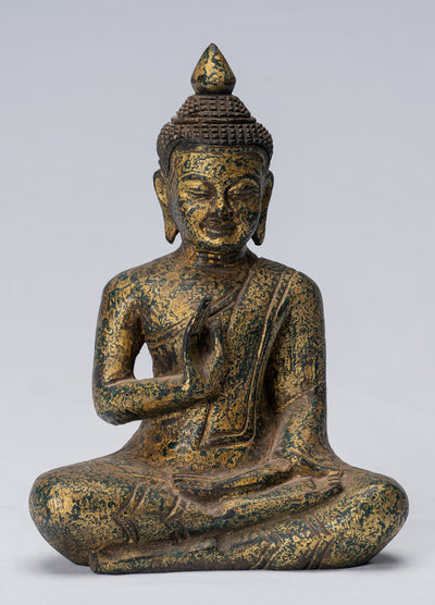Buddha Sculpture - Buddha - Antique Khmer Style seduto Buddha Statue Teaching Mudra - 21 cm/8 "