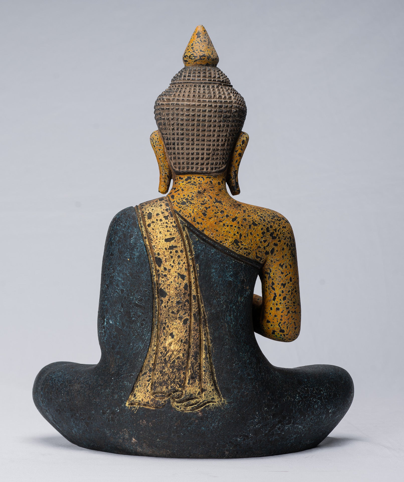 Escultura de Buda - Buda - Estatua de buda de madera de estilo jemer antiguo de estilo jemer enseñando mudra - 40 cm/16 "