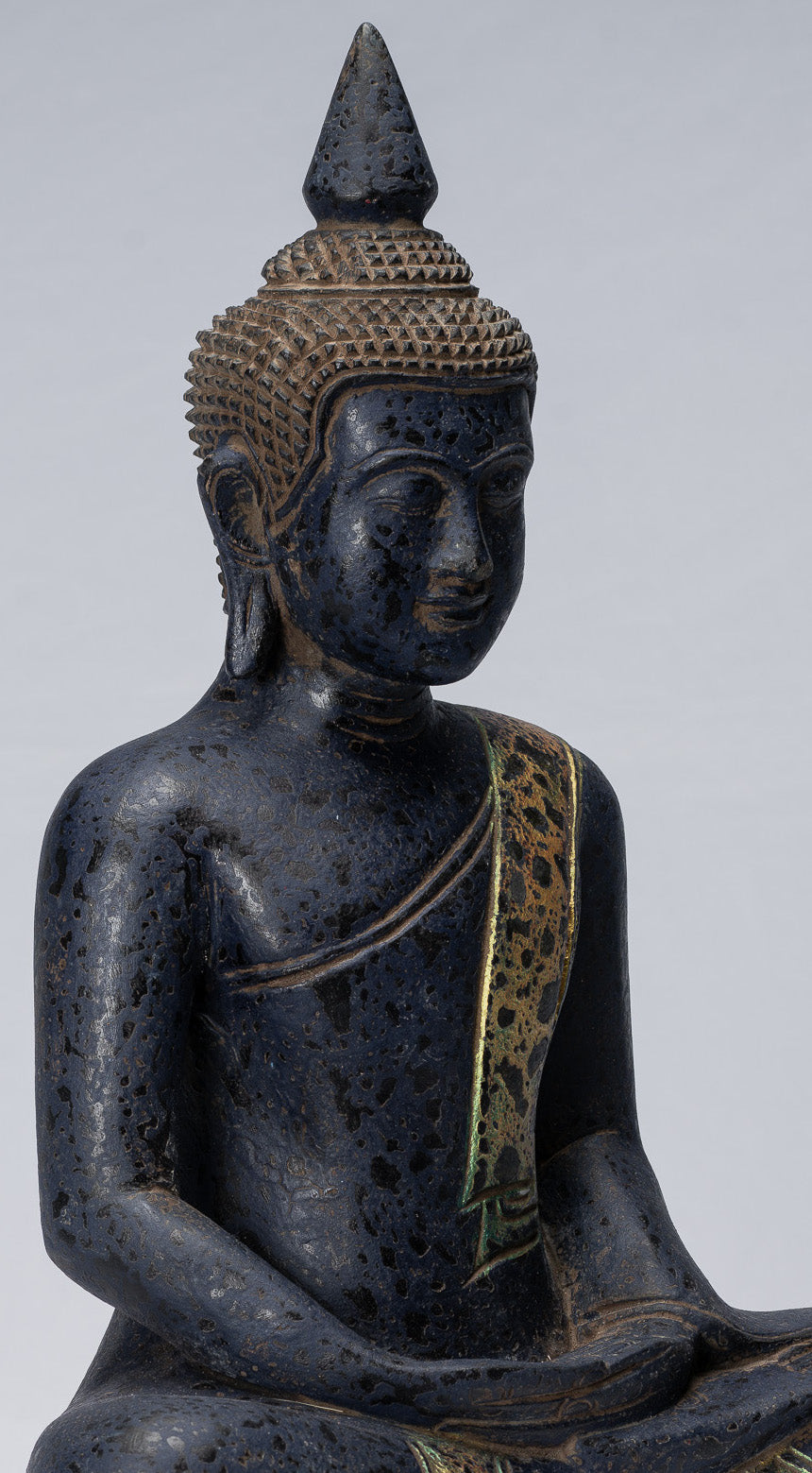 Buddha Skulptur-Antique Khmer Stil Holz sitzend Buddha Statue Dhyana Meditation Mudra-40cm/16 "