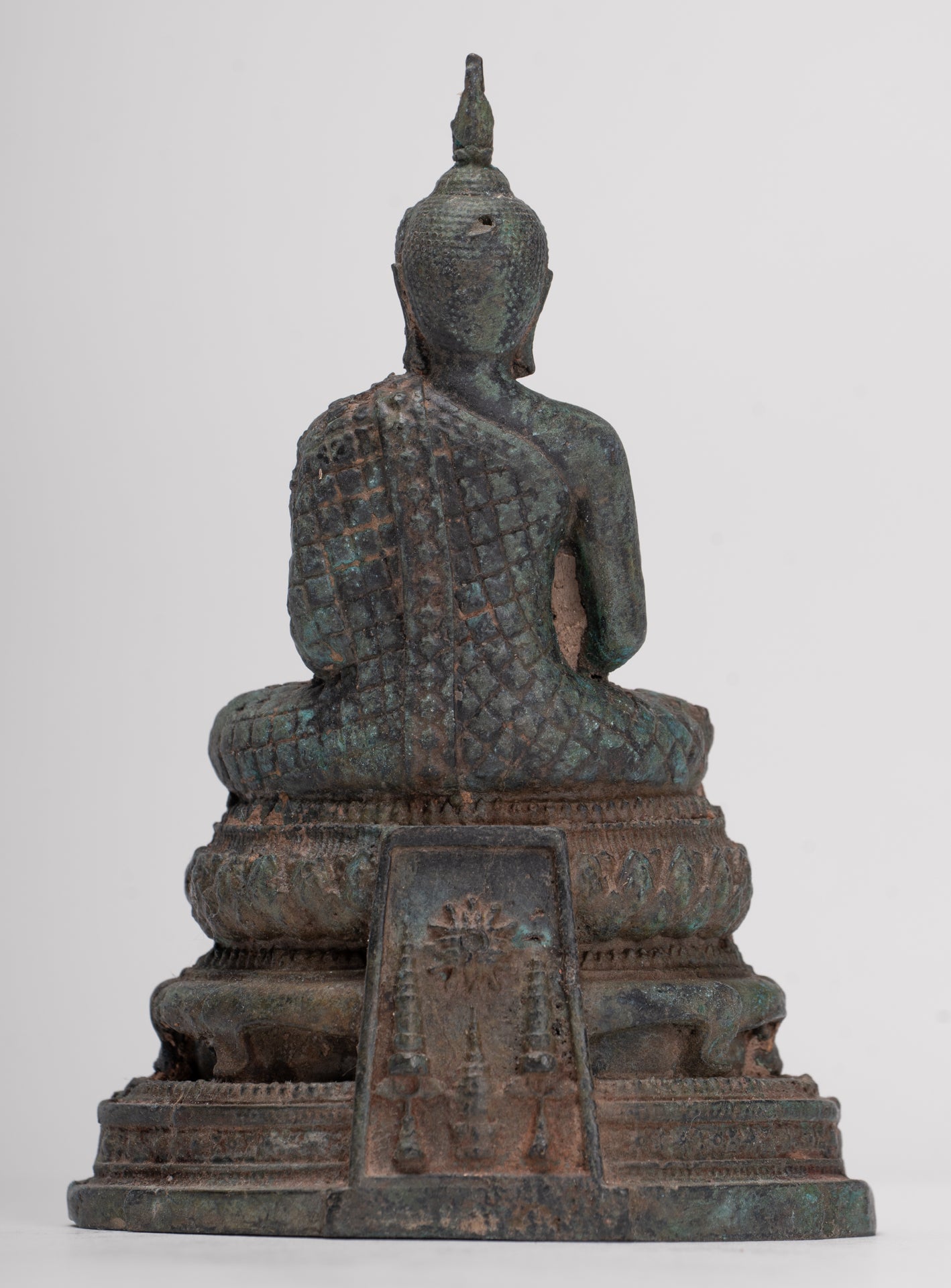 Buddha Sculpture - Antique Thai Style Bronze Seated Meditation Buddha Statue - 12.5cm/5"