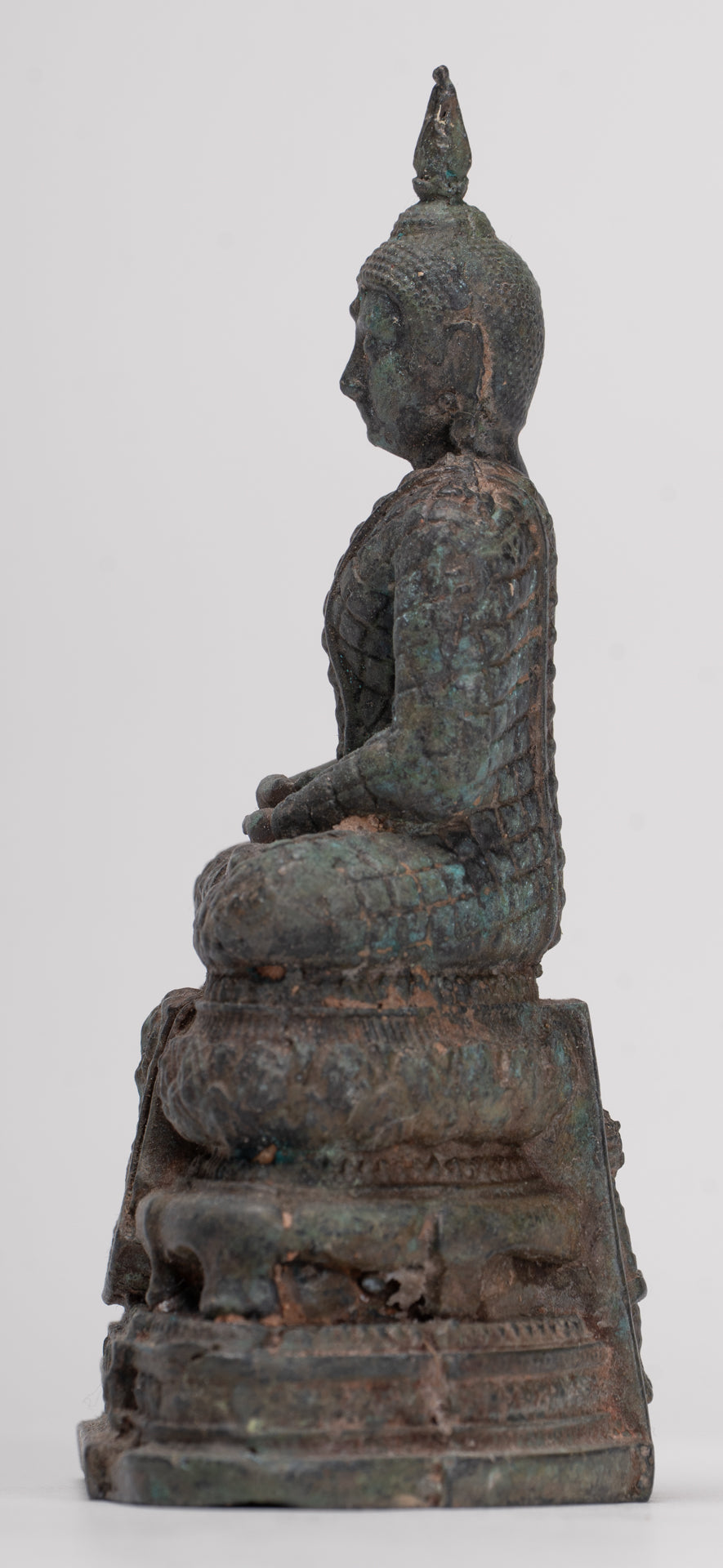 Buddha Sculpture - Antique Thai Style Bronze Seated Meditation Buddha Statue - 12.5cm/5"