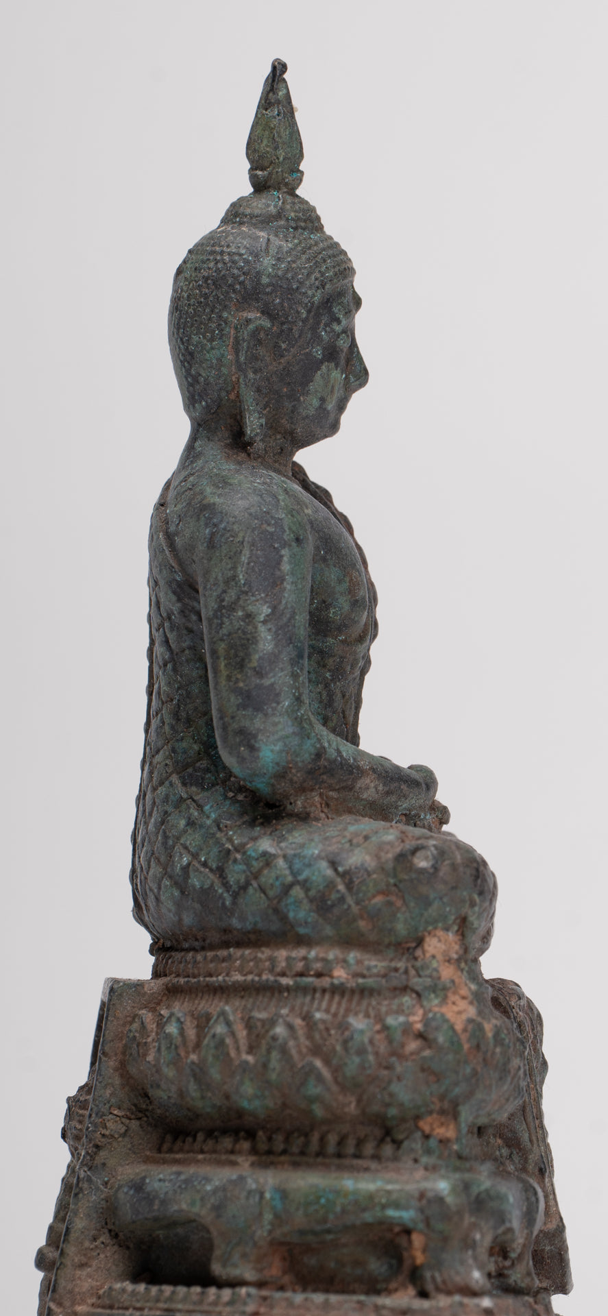 Buddha Sculpture - Antique Thai Style Bronze Seated Meditation Buddha Statue - 12.5cm/5"
