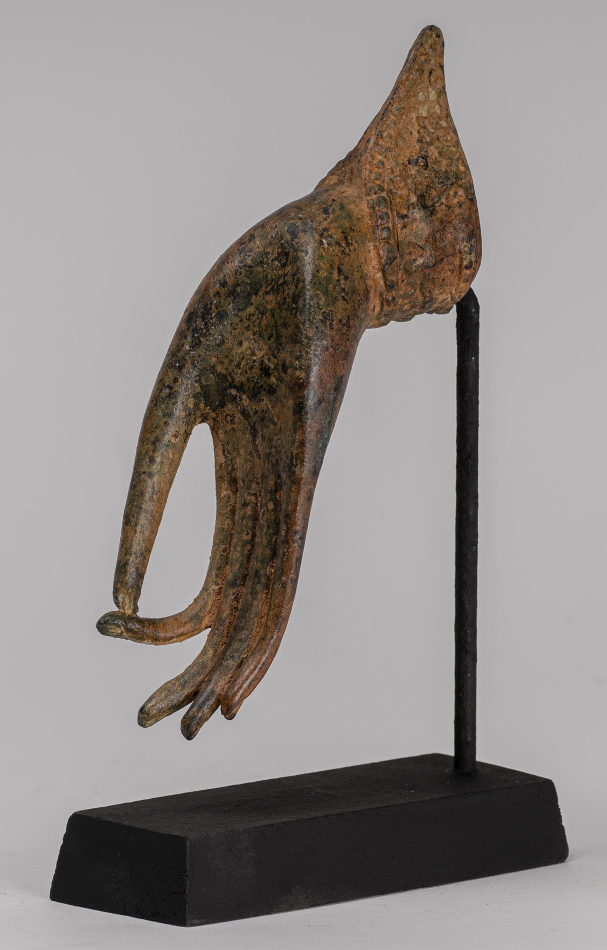 Mounted Antique Thai Style Southeast Asia Bronze Thai Teaching Hand - 21cm/8"