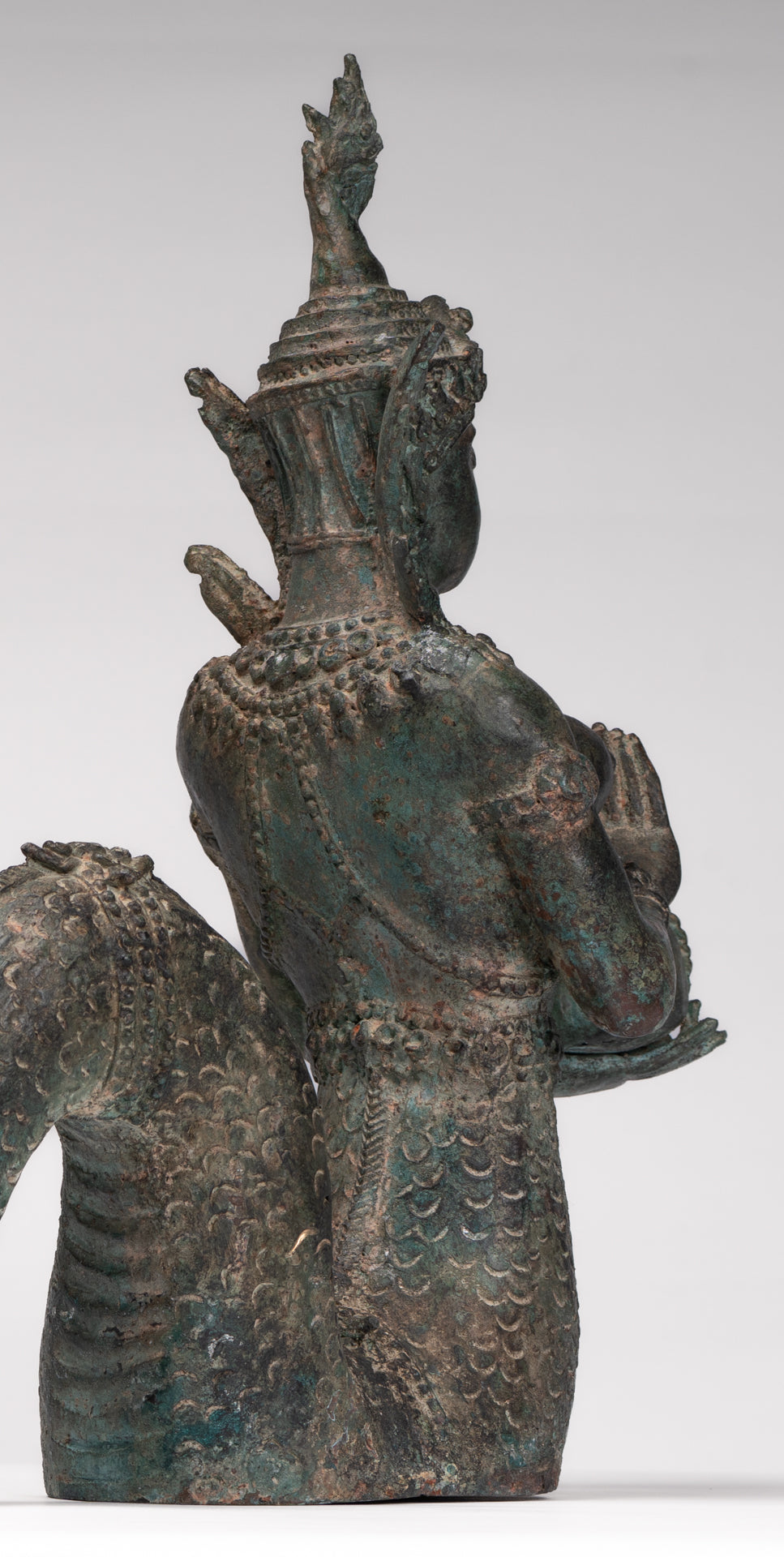 Naga Statue - Antique Thai Style Bronze Female Deity with Naga Tail Statue - 41cm/16"