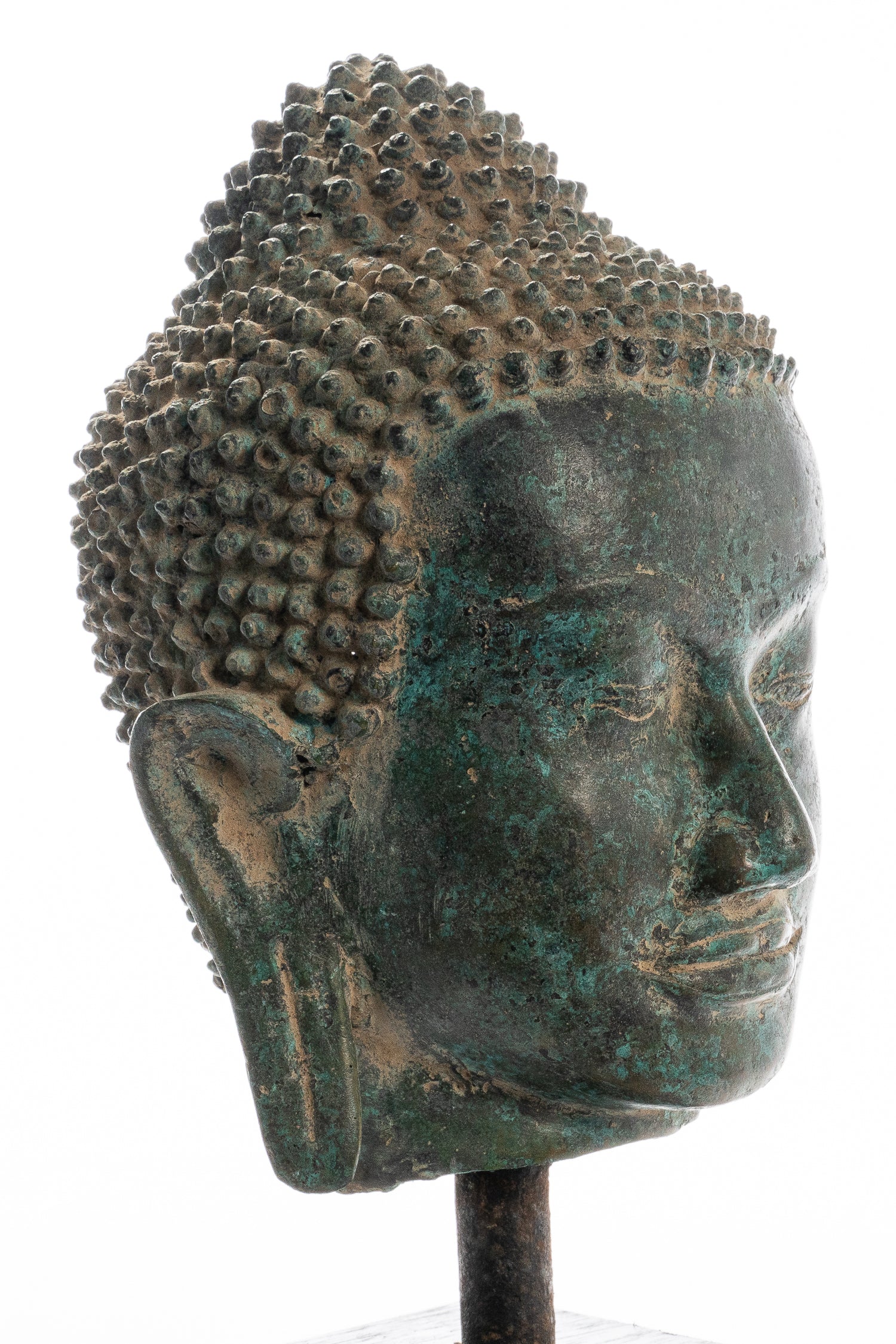 Statua Buddha - Statua della testa di bronzo di bronzo bronzo di bronzo thailandese - 35 cm/14 "