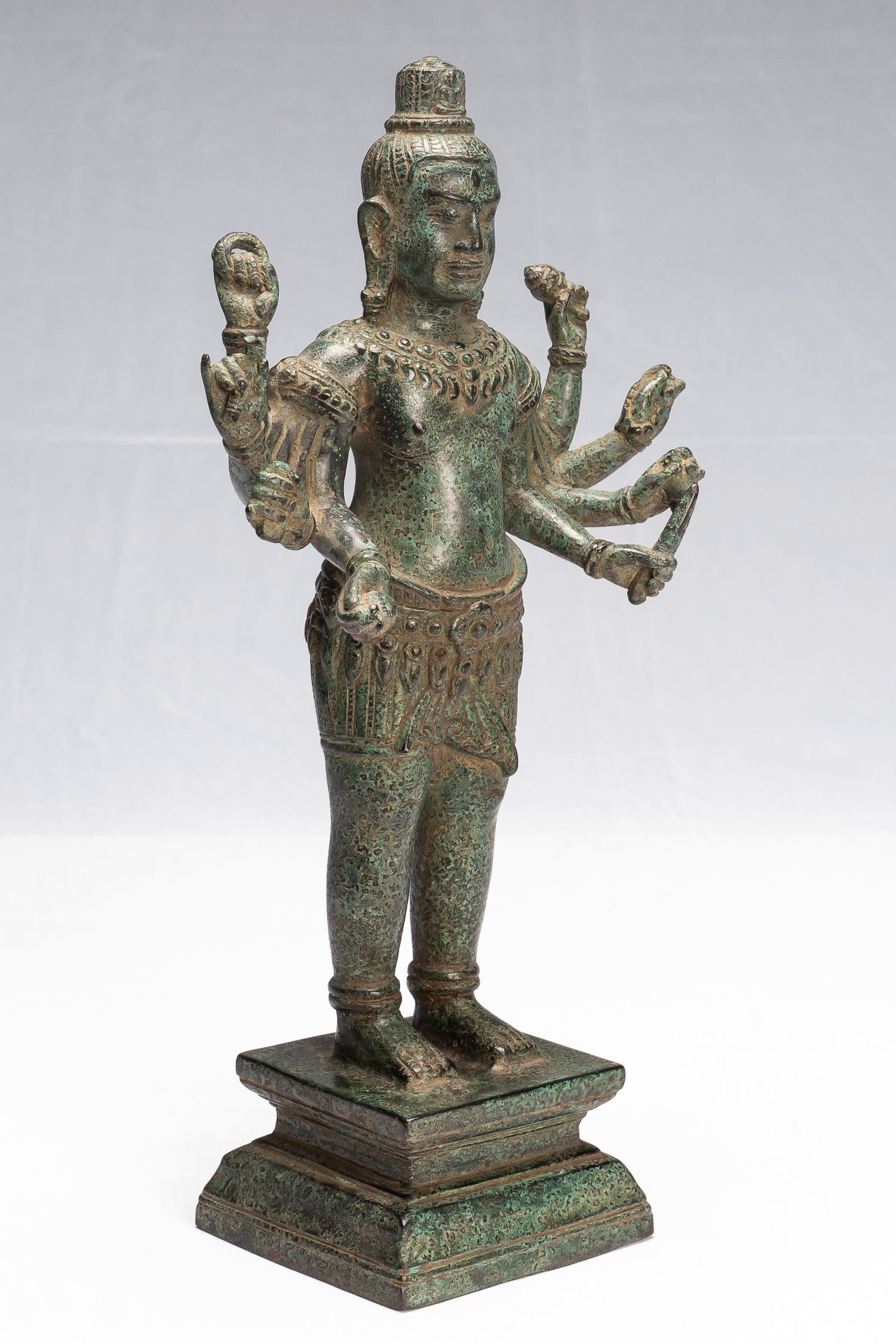 Antique Khmer Style Bronze Angkor Wat Style Lokeshvara Statue-37cm/15 "