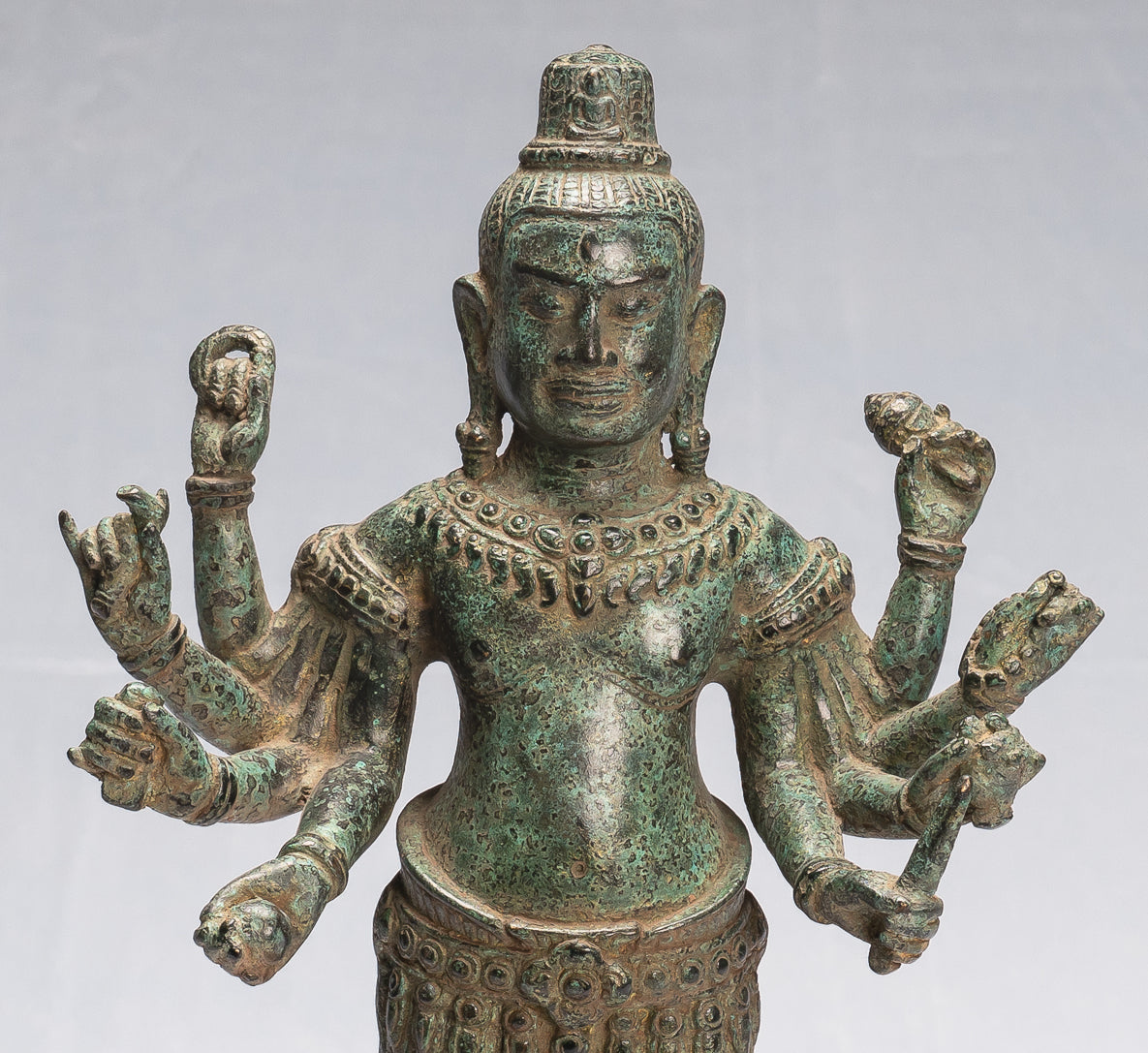 Antique Khmer Style Bronze Angkor Wat Style Lokeshvara Statue-37cm/15 "