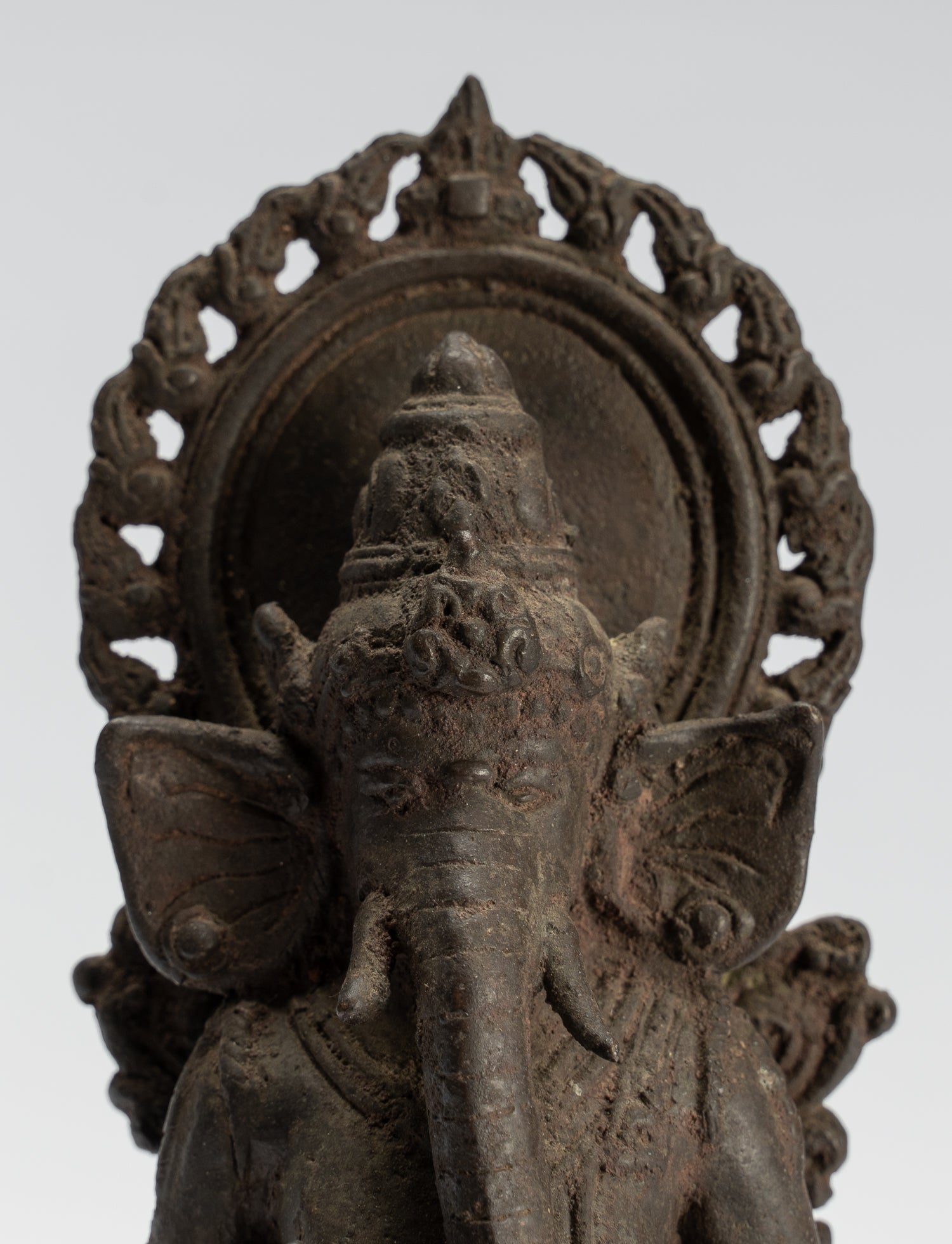 Estatua de Ganesha - Estatua de Ganesha indonesia de bronce de estilo javanés antiguo - 18 cm/7 "