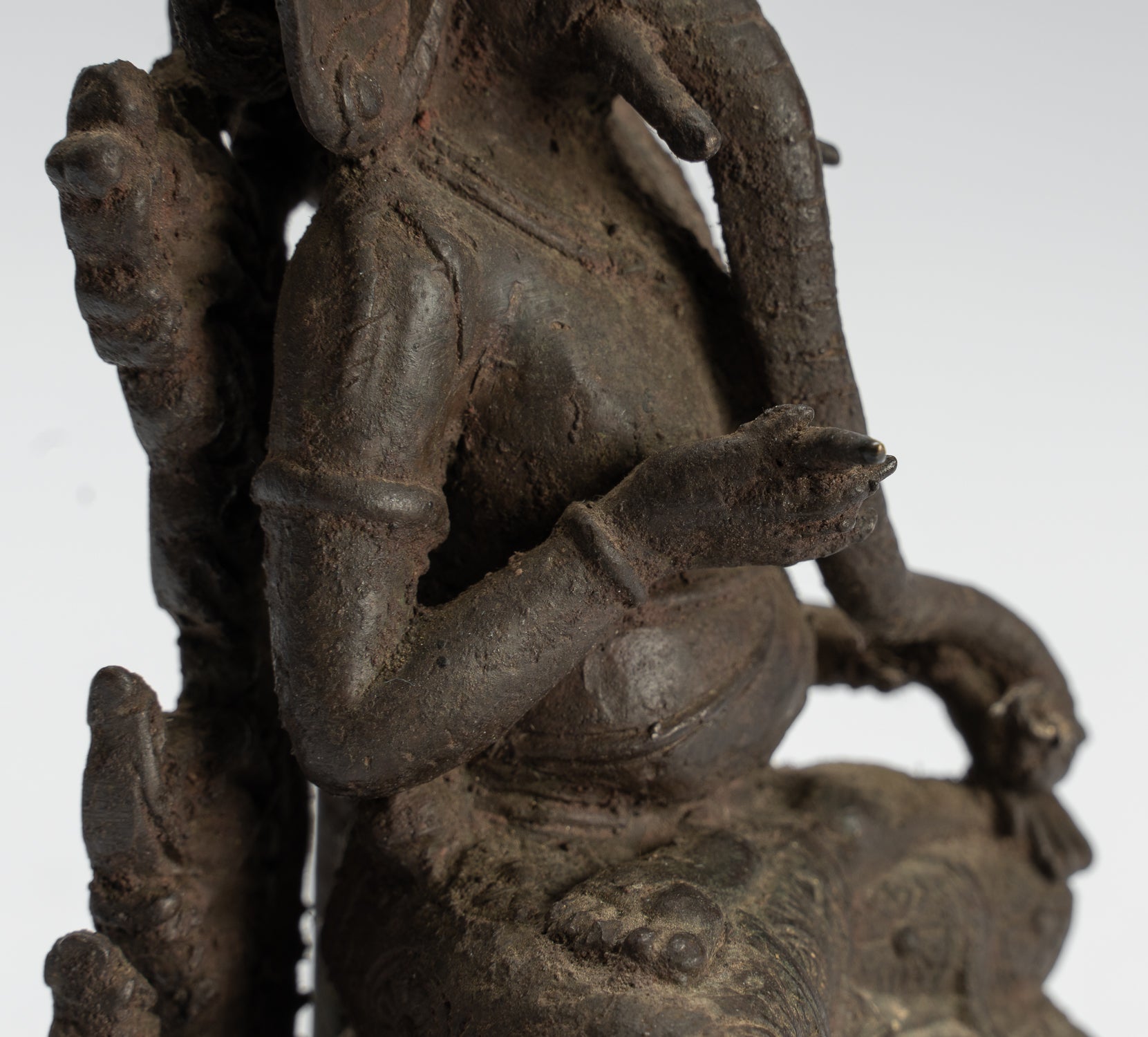 Estatua de Ganesha - Estatua de Ganesha indonesia de bronce de estilo javanés antiguo - 18 cm/7 "