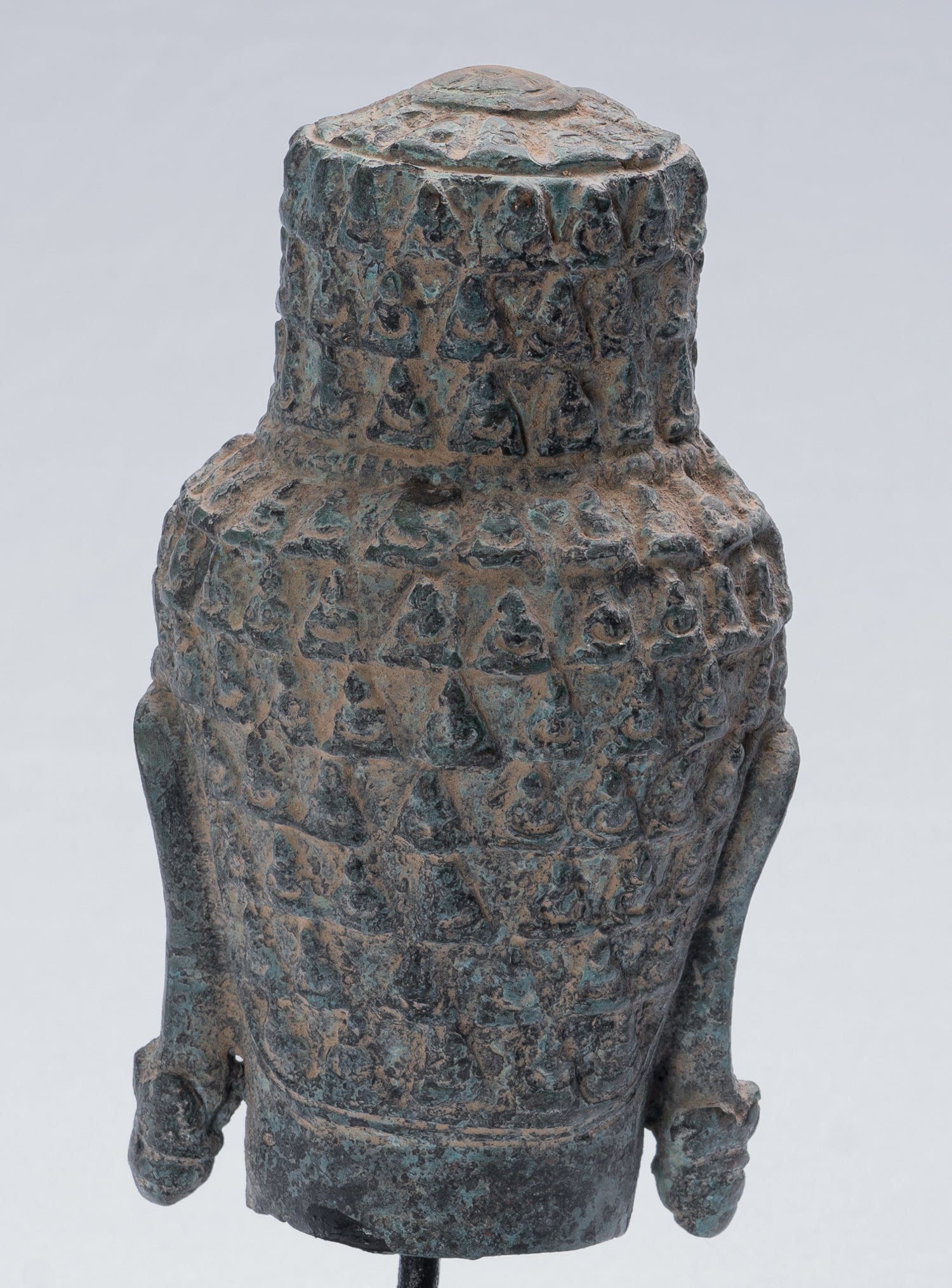 Antique Khmer Style Bronze Bayon Style Lokeshvara Head - 24cm/10"