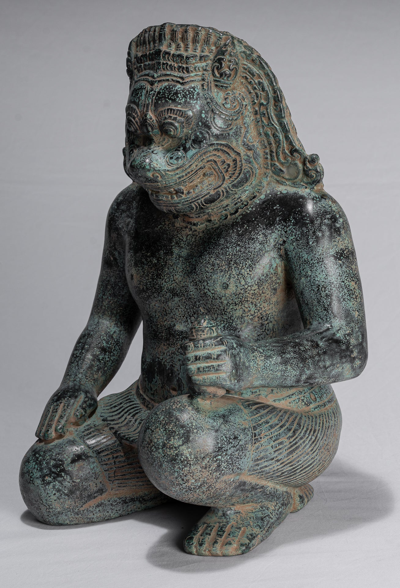 Antique Khmer Style Bronze-Vishnu Avatar-Narasimha ou Narasingh-40cm/16 "