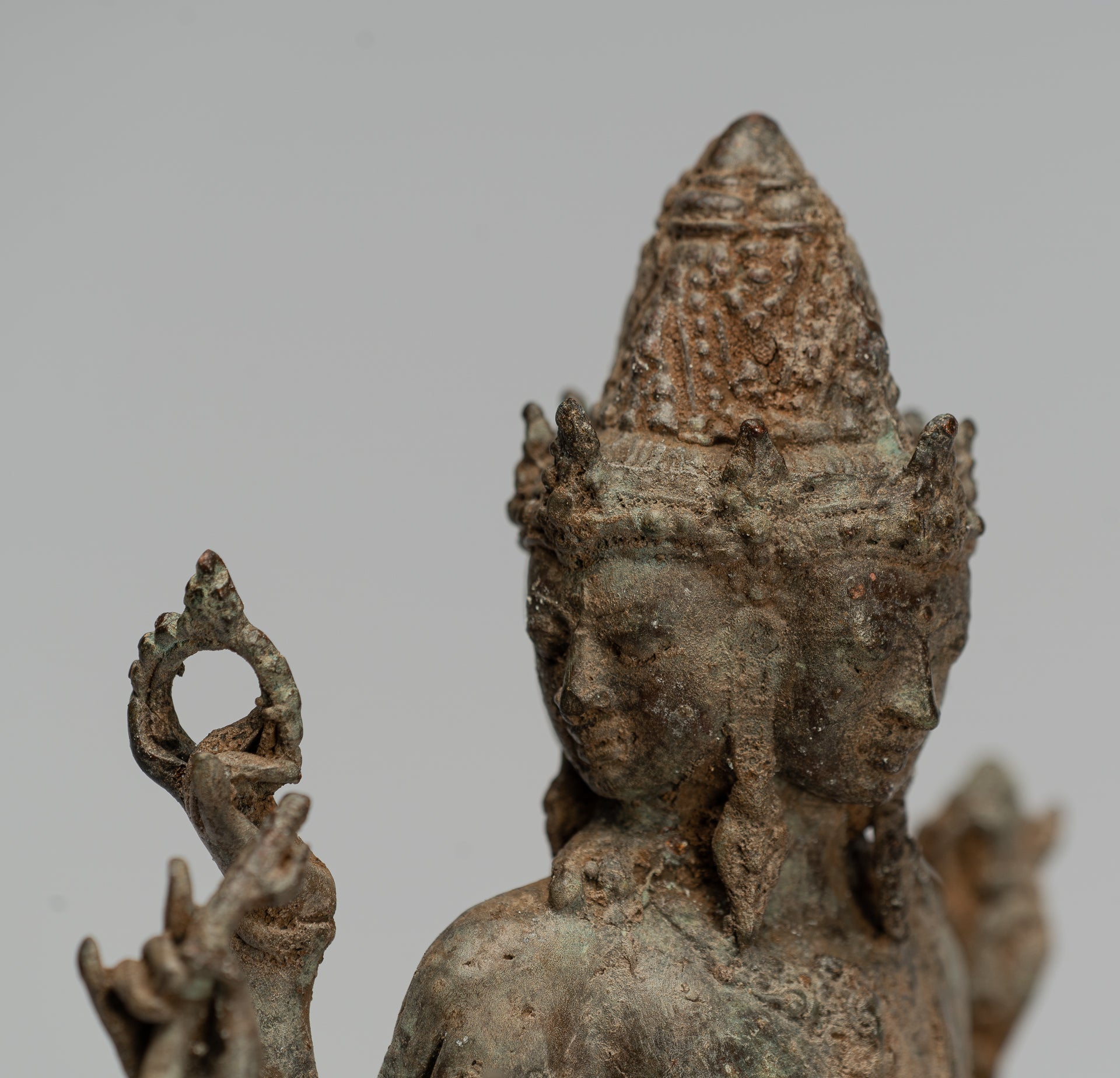 Statua Brahma - Antique stile indonesiano Majapahit in piedi Bronzo Brahma Statua - 29 cm/12 "