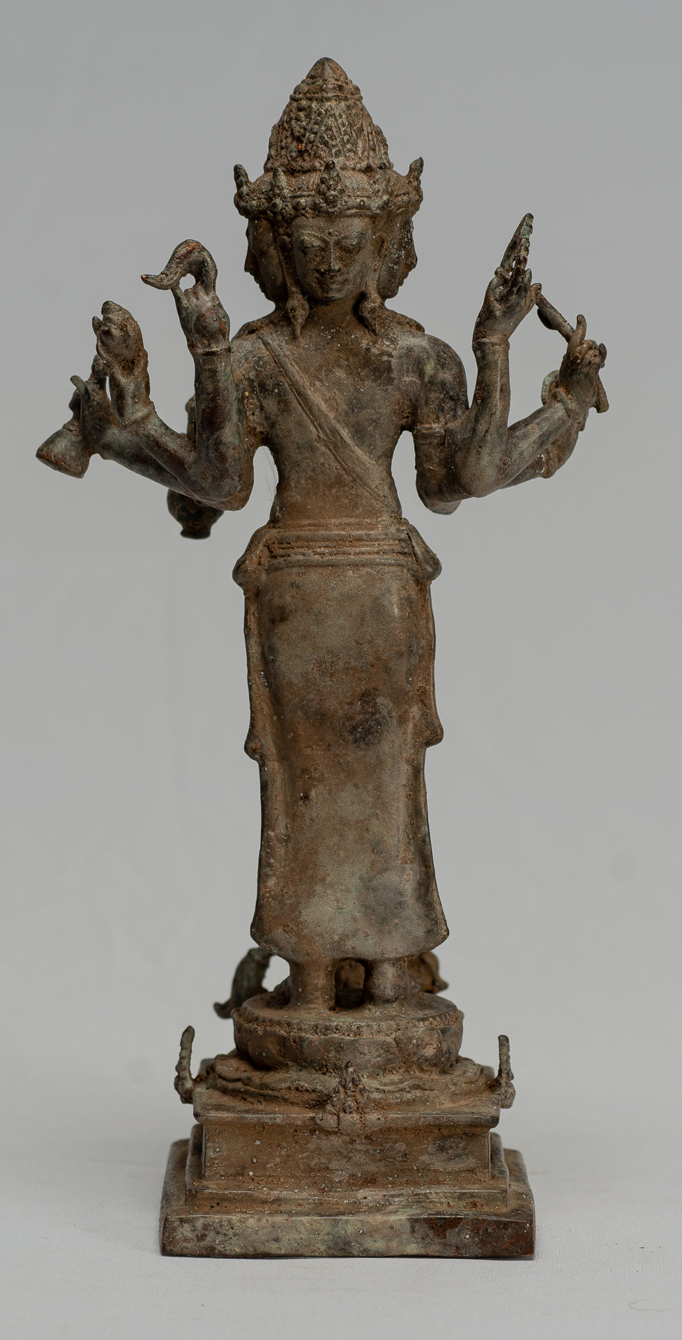 Statua Brahma - Antique stile indonesiano Majapahit in piedi Bronzo Brahma Statua - 29 cm/12 "