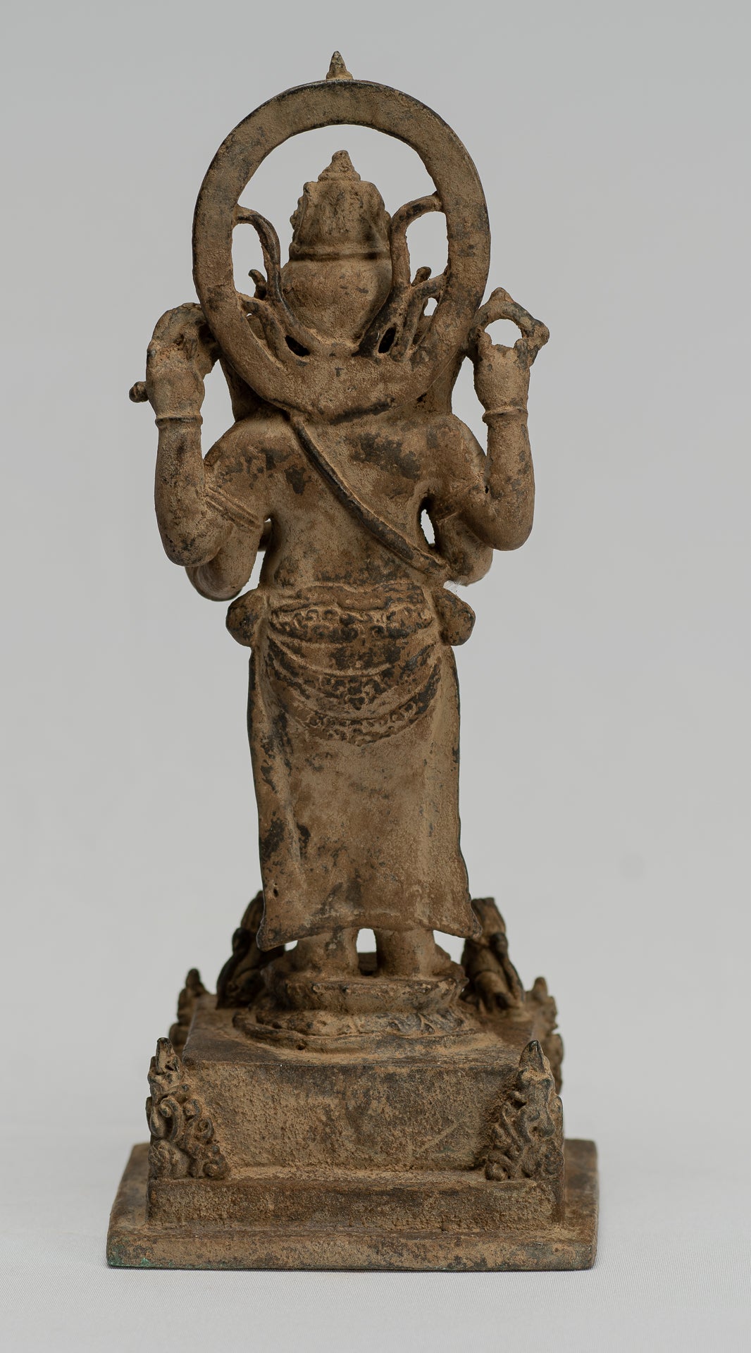 Ganesha Statue - Antique Javanese Style Bronze Standing Indonesian Ganesha Statue - 23cm/9"