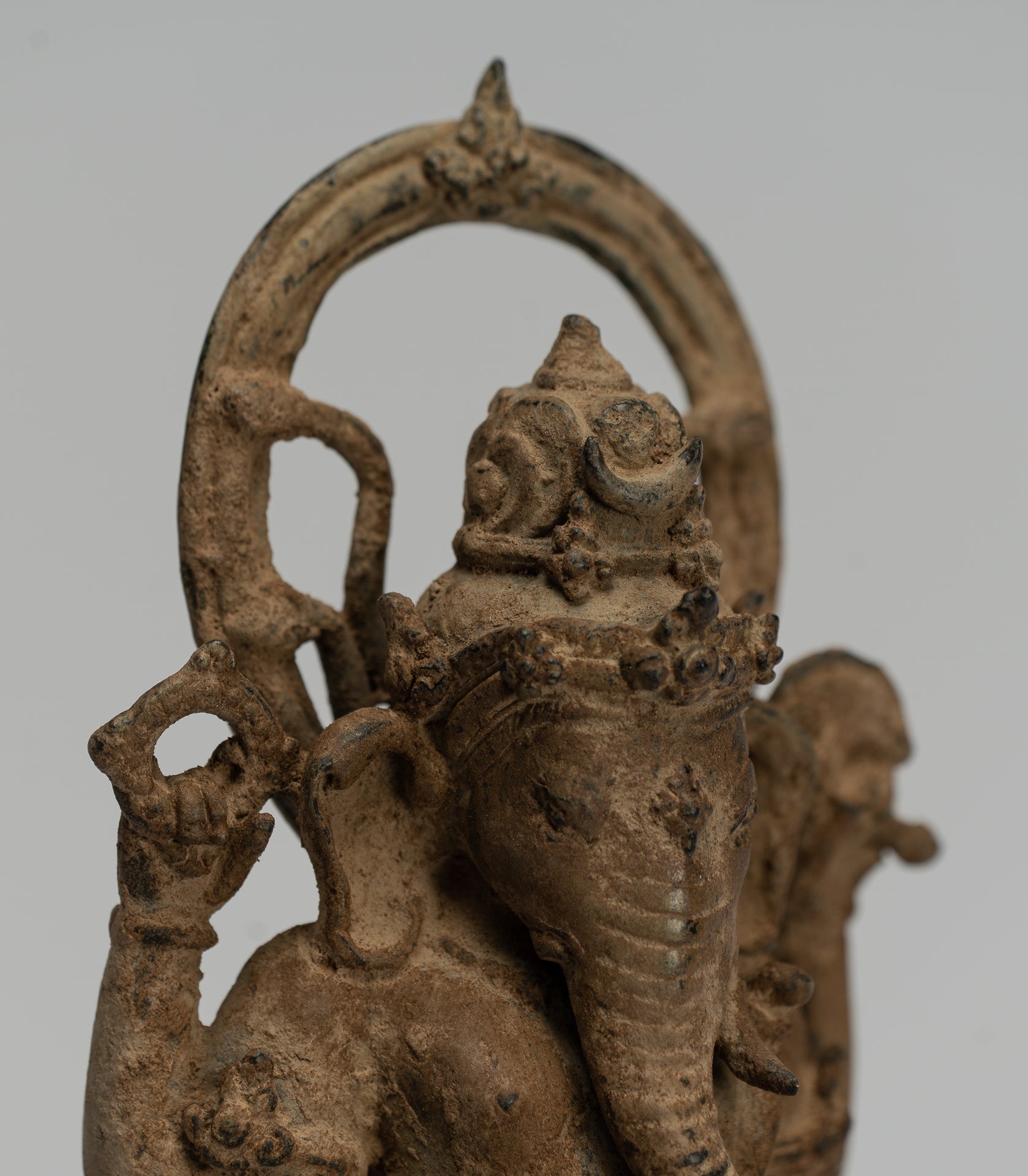 Ganesha Statue - Antique Javanese Style Bronze Standing Indonesian Ganesha Statue - 23cm/9"