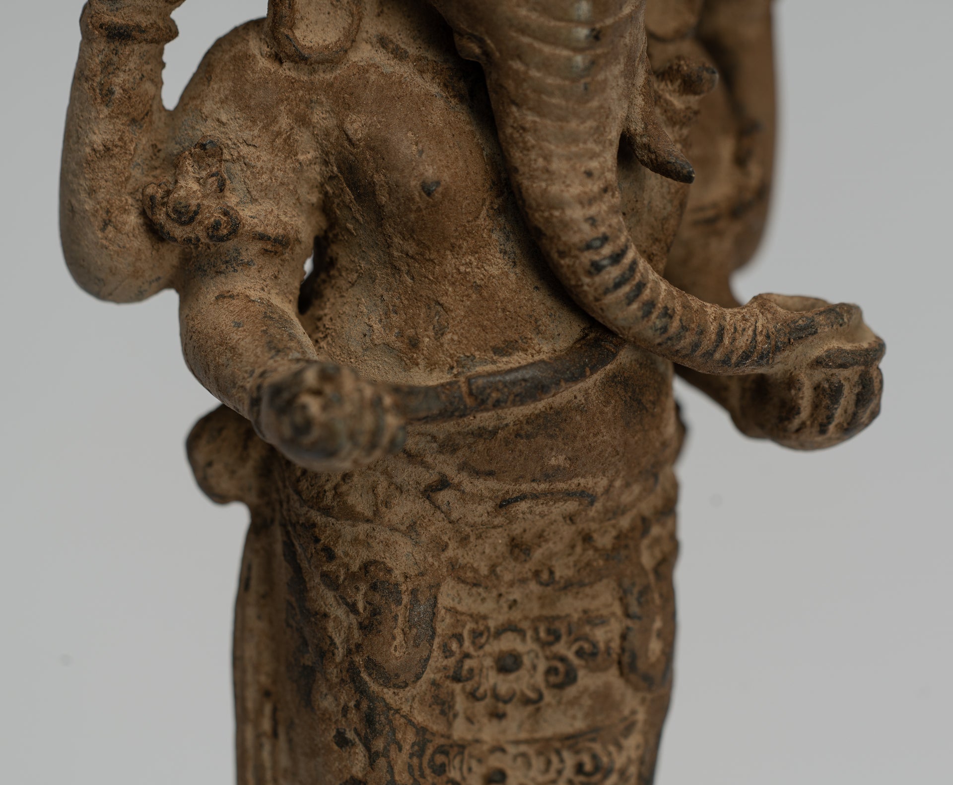 Ganesha Statue - Antique Javanese Style Bronze Standing Indonesian Ganesha Statue - 23cm/9"