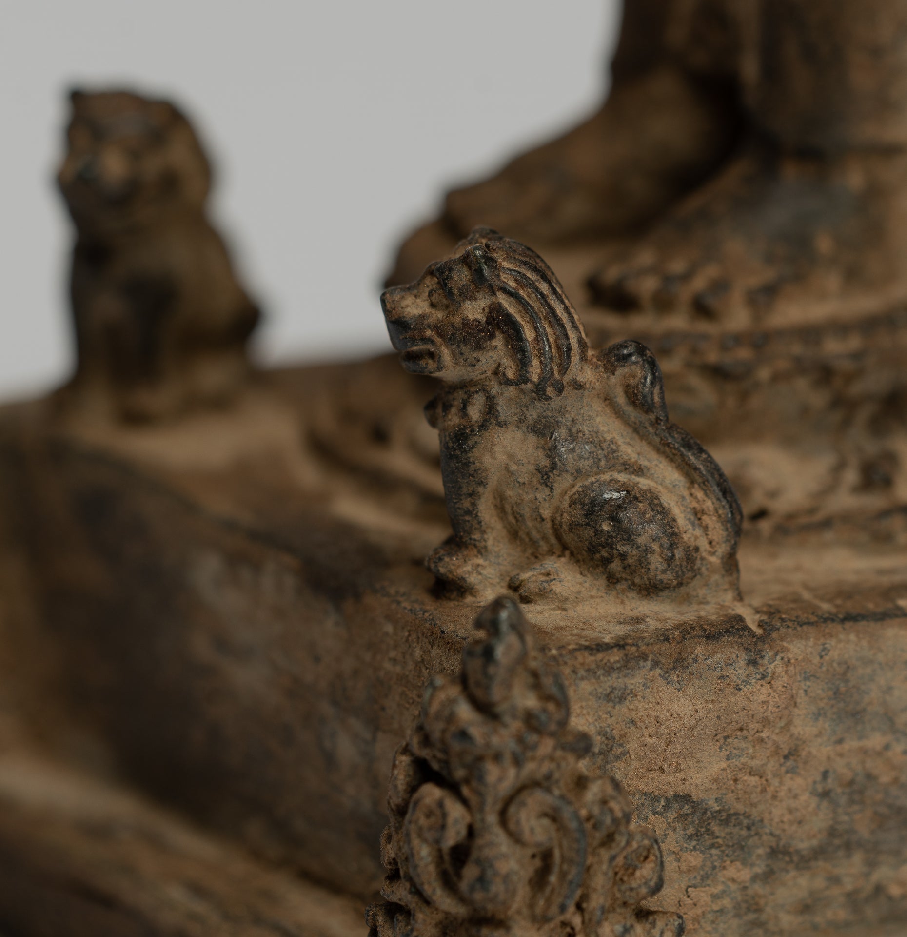 Ganesha Statue - Antique Javanese Style Bronze Standing Indonesian Ganesha Statue - 23cm/9"