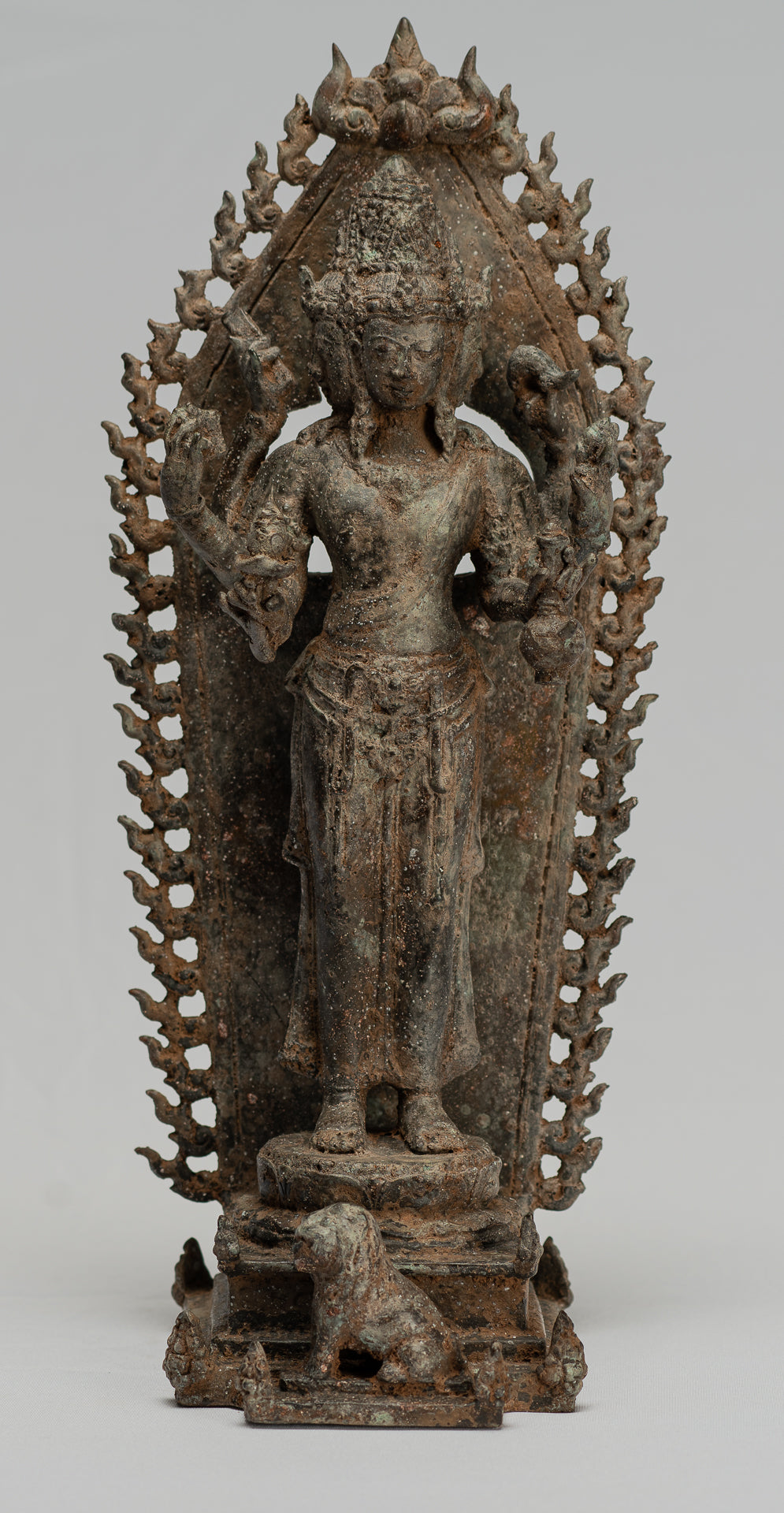 Brahma Statue. Antike indonesische Stil Majapahit Stehende Bronze Brahma Statue mit 32cm/13"