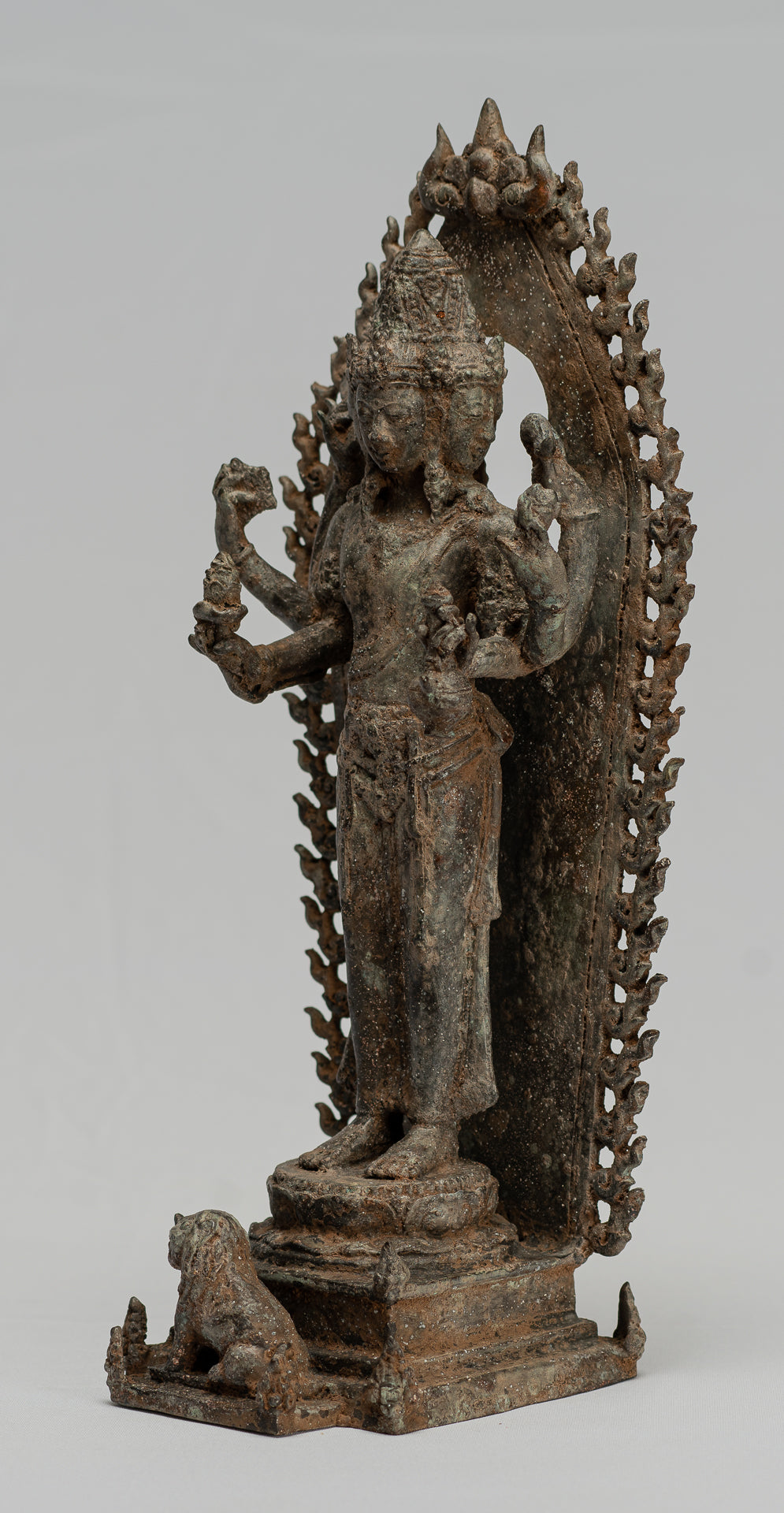 Brahma Statue. Antike indonesische Stil Majapahit Stehende Bronze Brahma Statue mit 32cm/13"