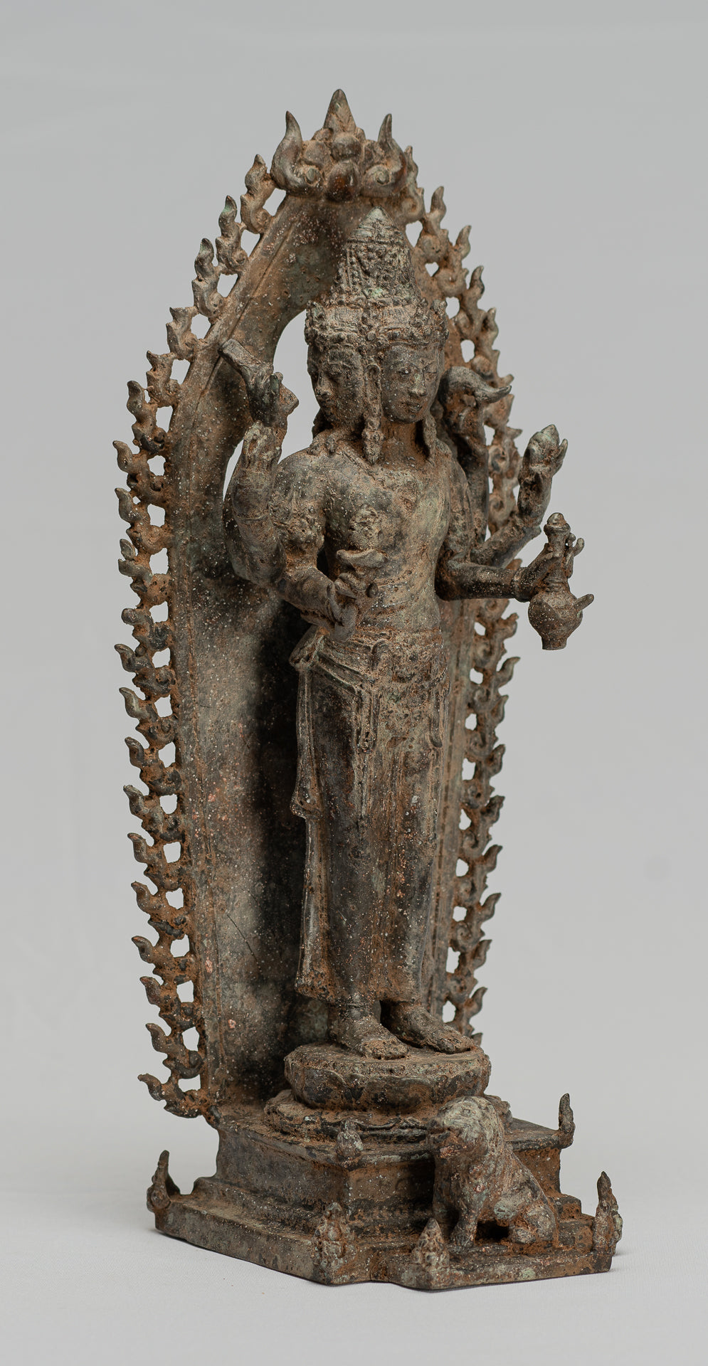 Brahma Statue. Antike indonesische Stil Majapahit Stehende Bronze Brahma Statue mit 32cm/13"