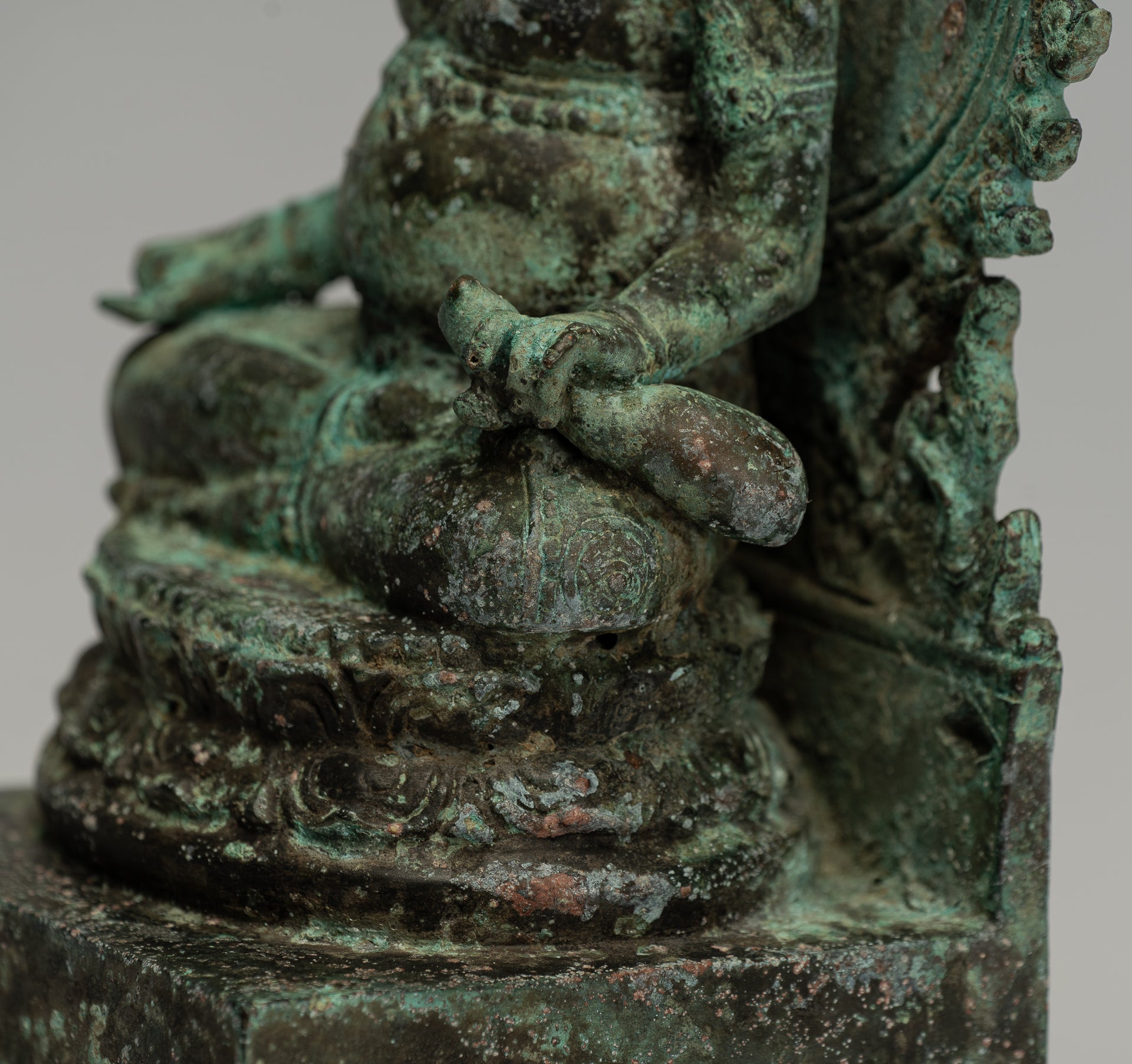 Jambhala Statue-Antique Java Majapahit Style Seated Jambhala Statue God of Wealth-27cm/11 "