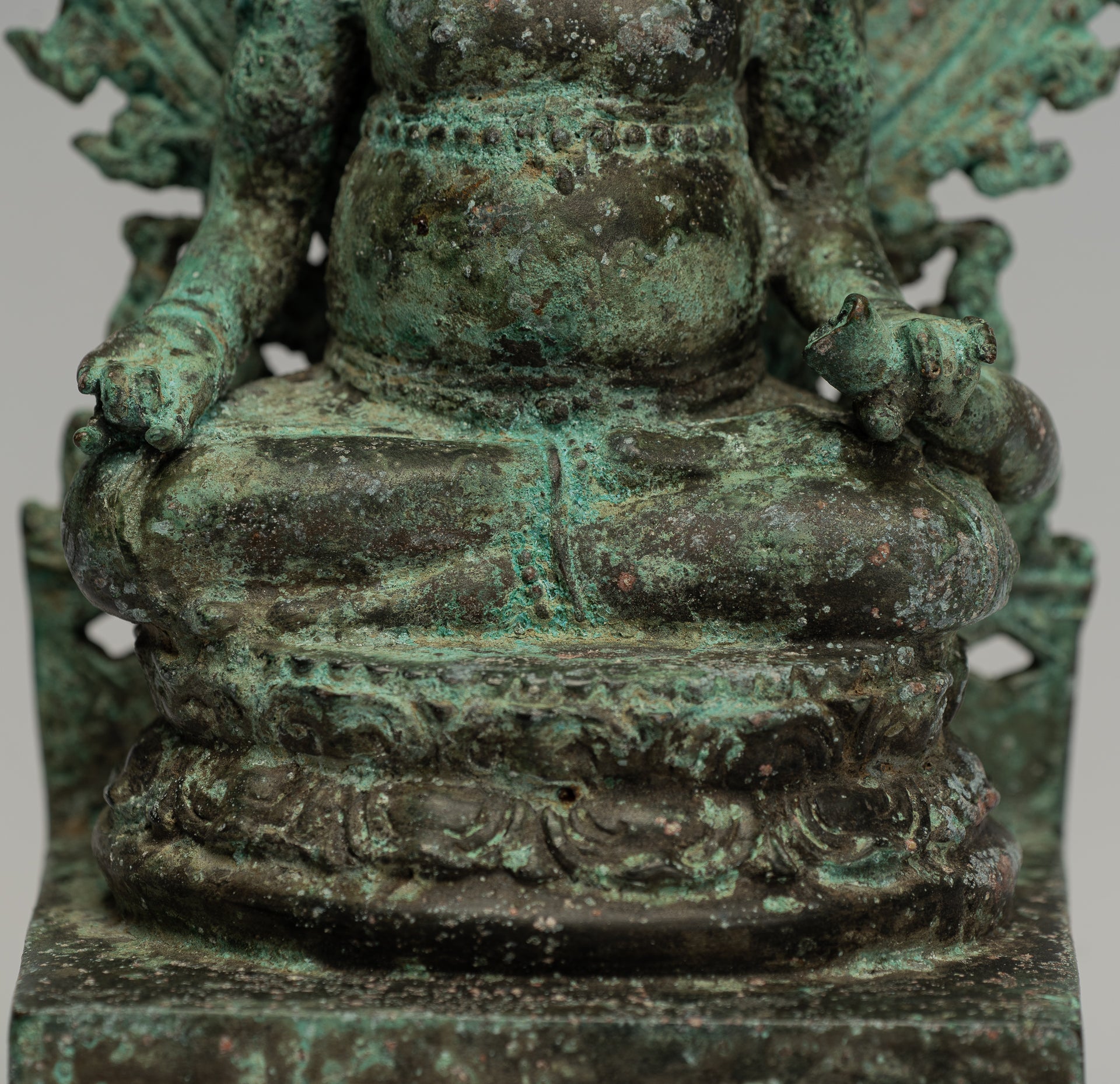 Jambhala Statue-Antique Java Majapahit Style Seated Jambhala Statue God of Wealth-27cm/11 "