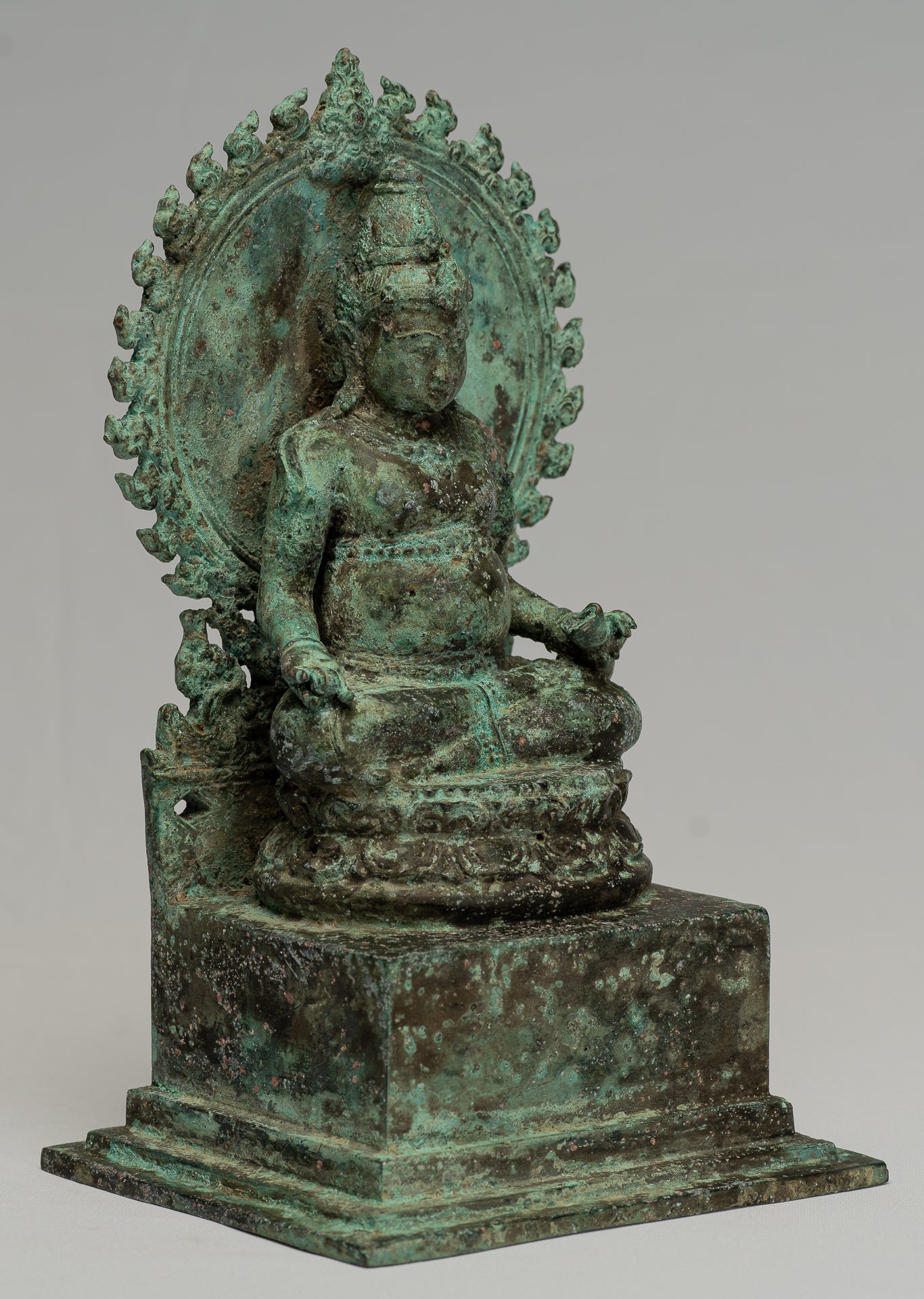 Jambhala Statue-Antique Java Majapahit Style Seated Jambhala Statue God of Wealth-27cm/11 "