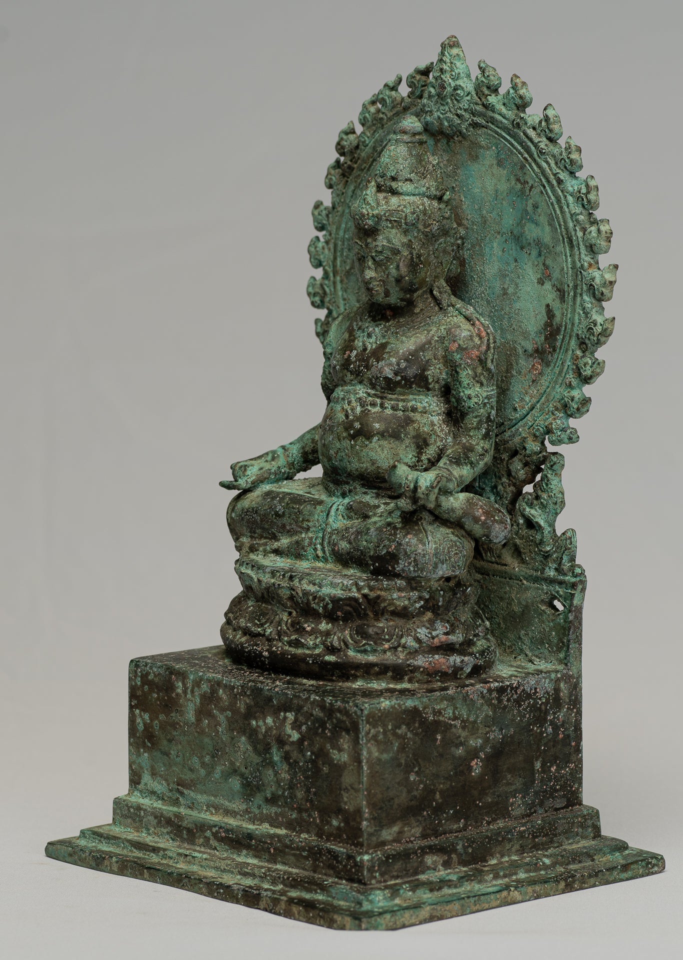 Jambhala Statue-Antique Java Majapahit Style Seated Jambhala Statue God of Wealth-27cm/11 "