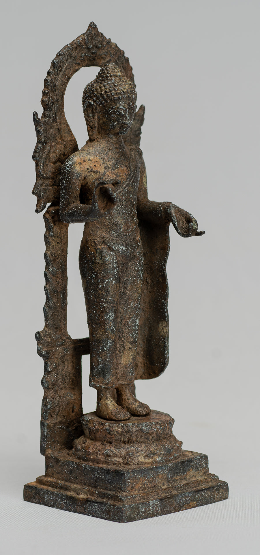 Estatua de Buda - Estilo indonesio antiguo Bronce Javanese enseñanza Buda - 23 cm/9 "