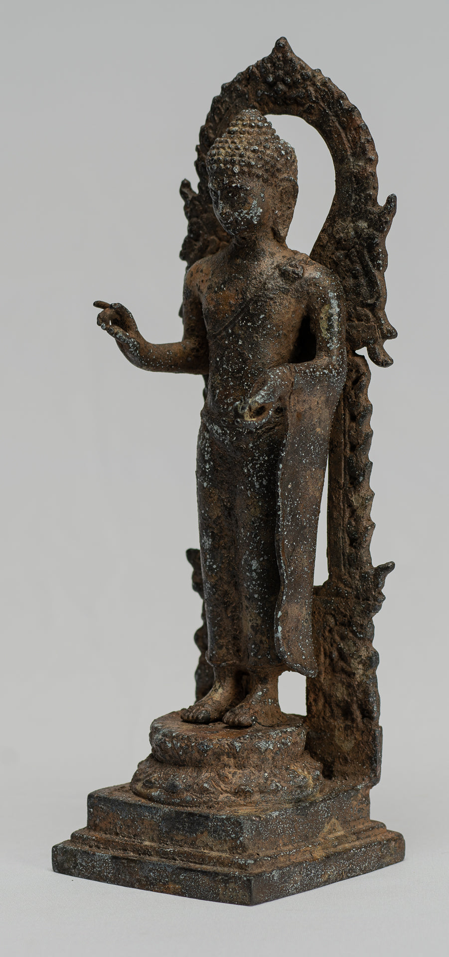 Estatua de Buda - Estilo indonesio antiguo Bronce Javanese enseñanza Buda - 23 cm/9 "