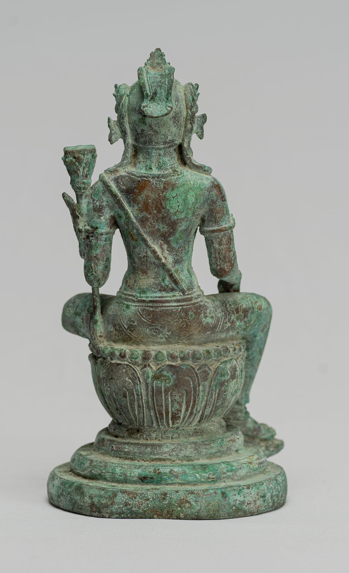 Tara Statue-Antique Java Style Majapahit Seated Bronze Devi Tara Statue-20.5cm/8"