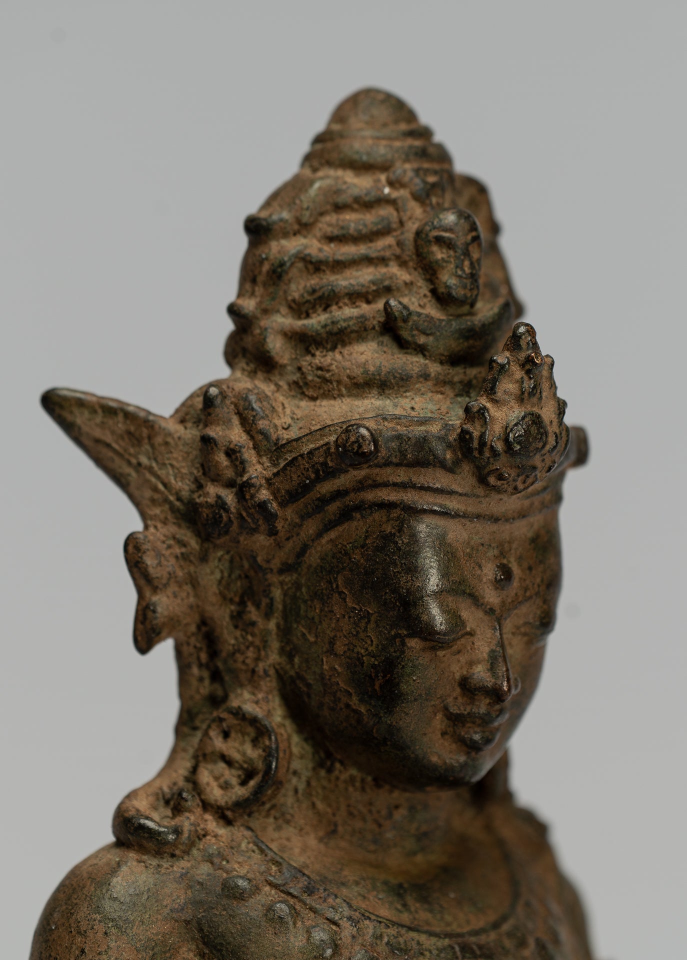 Shiva Statue-Antike Indonesische Stil Bronze Javanesisch Seated Majapahit Shiva Statue-28cm/11 "