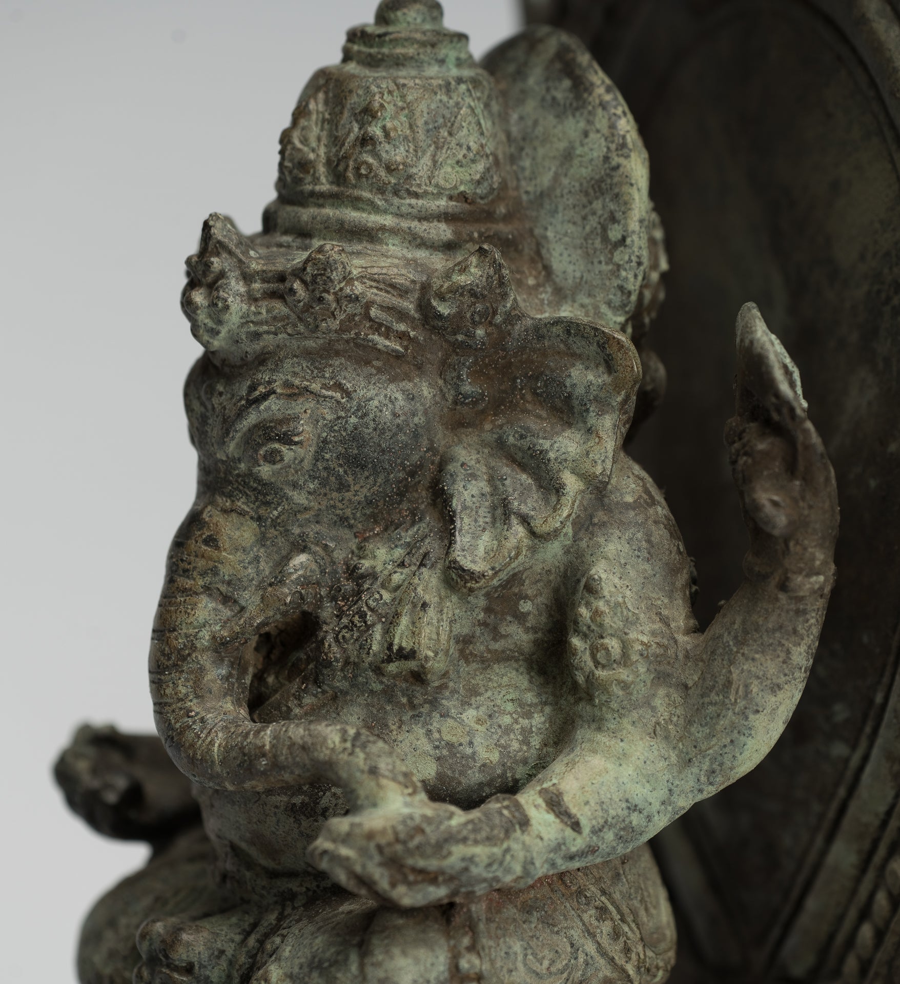 Statue de Ganesha - ancienne statue de Ganesha indonésienne en bronze de style javanais - 23cm / 9 "