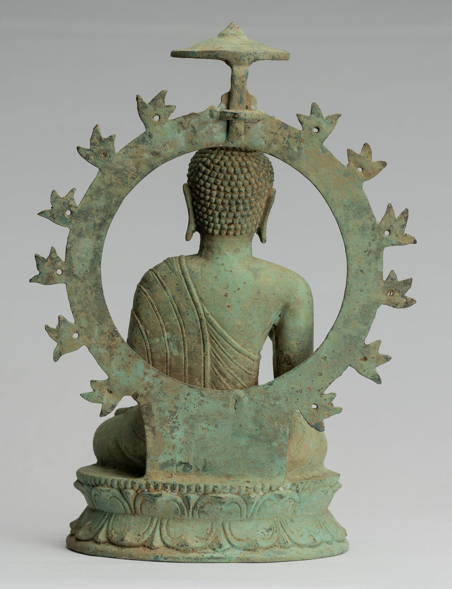 Statue de Bouddha – Bouddha d'enseignement javanais en bronze assis de style indonésien antique – 32 cm/13"