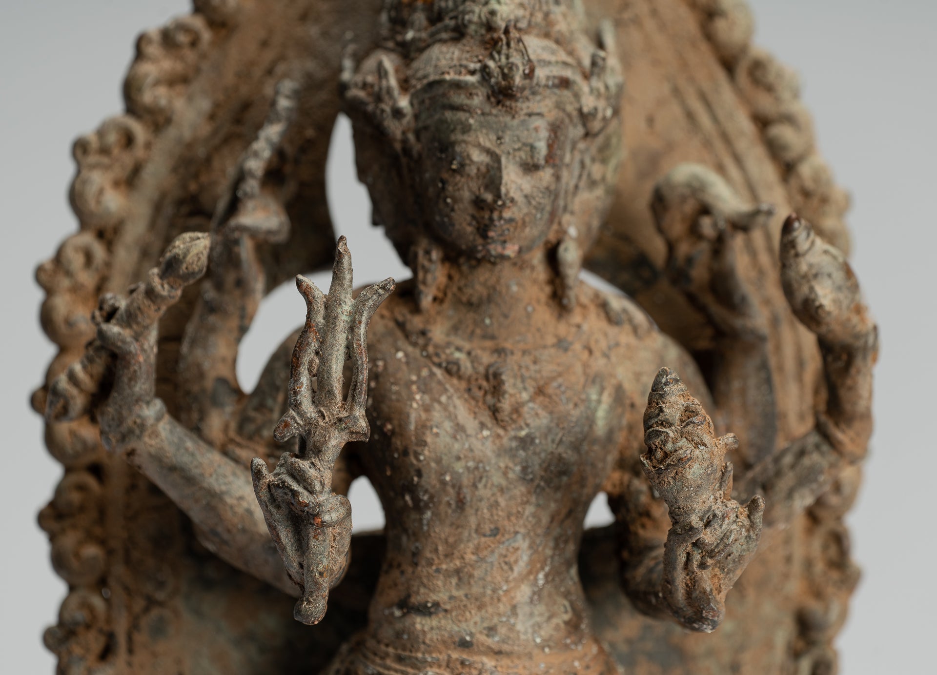 Brahma Statue - Antique Indonesian Style Majapahit Standing Bronze Brahma Statue - 31cm/12"