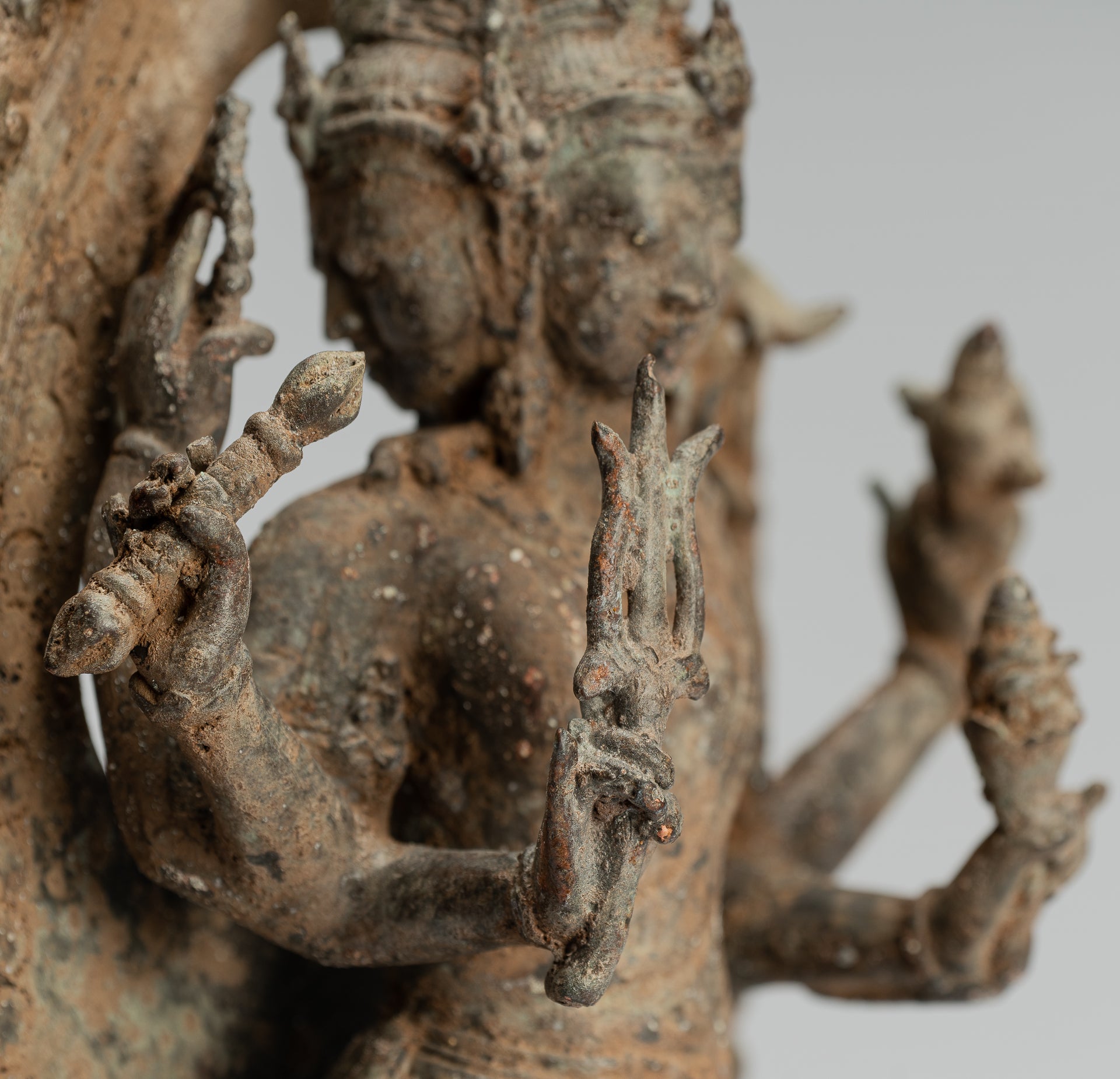 Brahma Statue - Antique Indonesian Style Majapahit Standing Bronze Brahma Statue - 31cm/12"