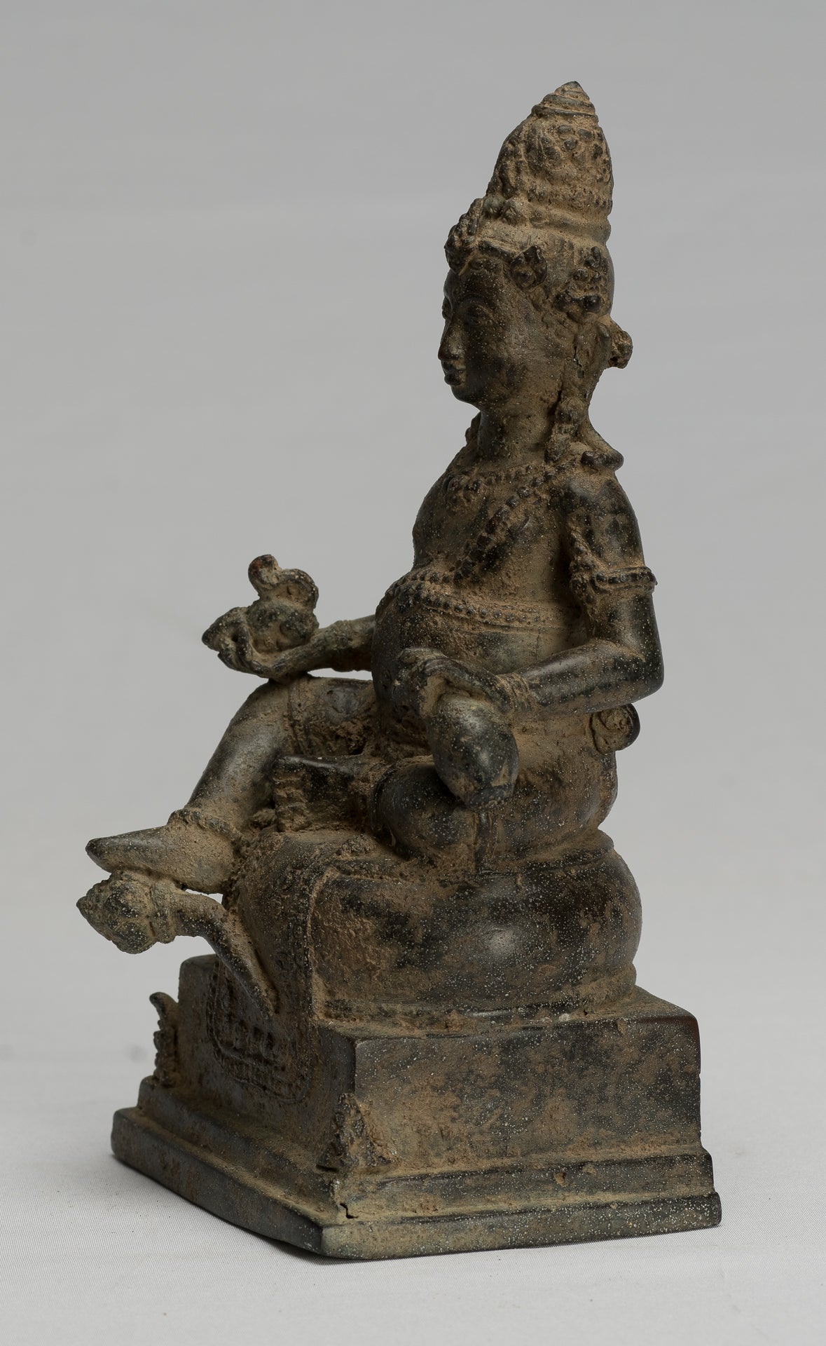 Statua di Jambhala - Antique Java Majapahit Style Seduto statua di Jambhala God of Wealth - 20cm/8 "