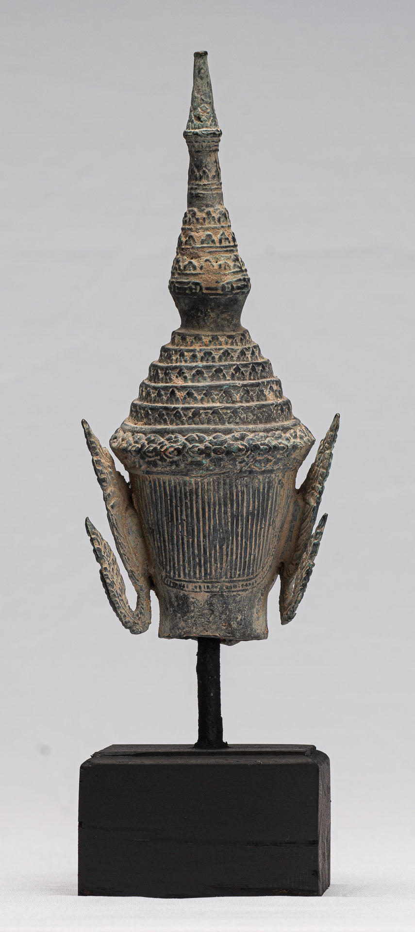 Bouddha - Statue de tête de Bouddha Rattanakosin en bronze de style thaïlandais antique - 32 cm/13"