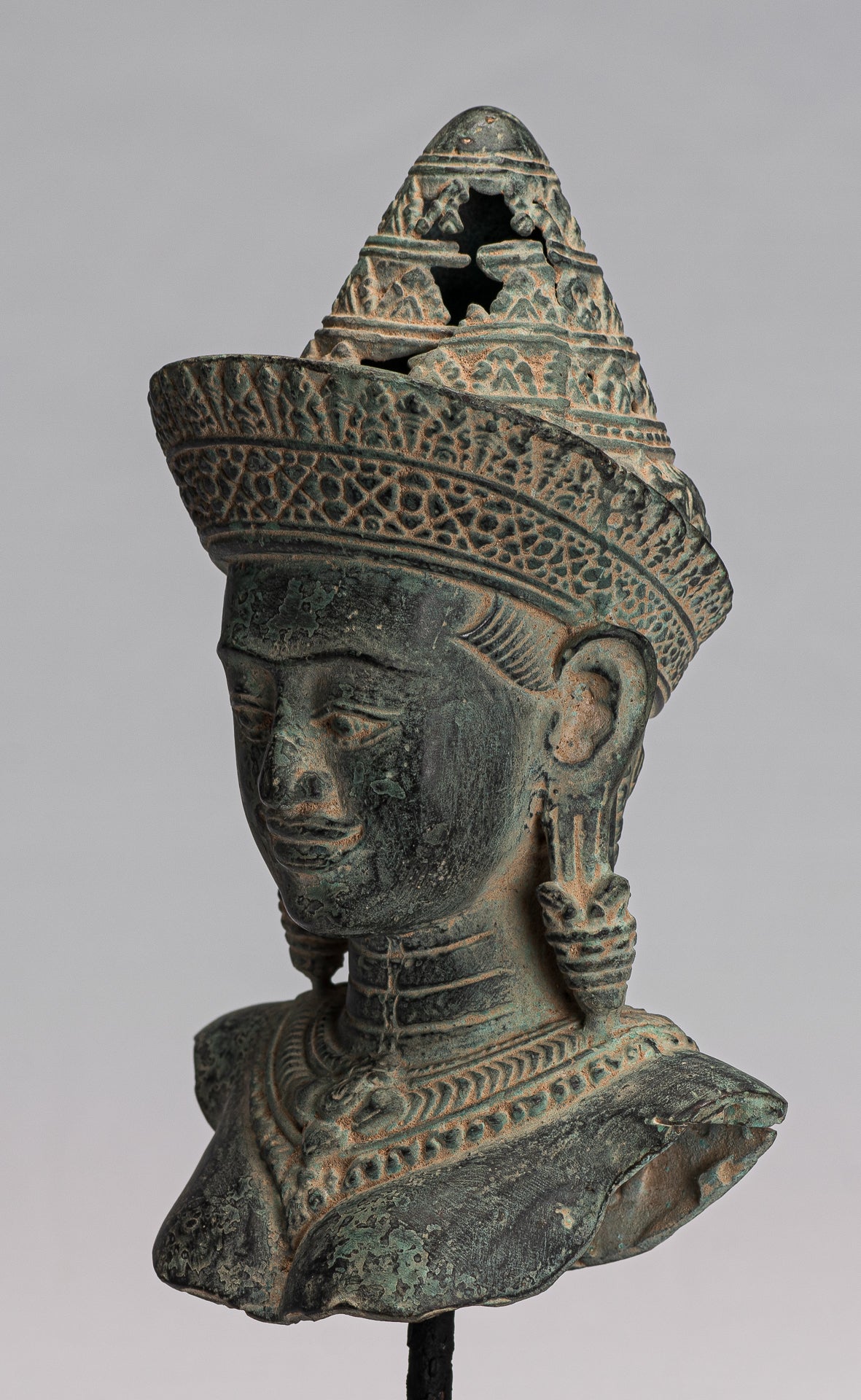 Lakshmi Statue - Antique Khmer Style Lakshmi / Devi Consort of Vishnu Torso - 26cm/10"