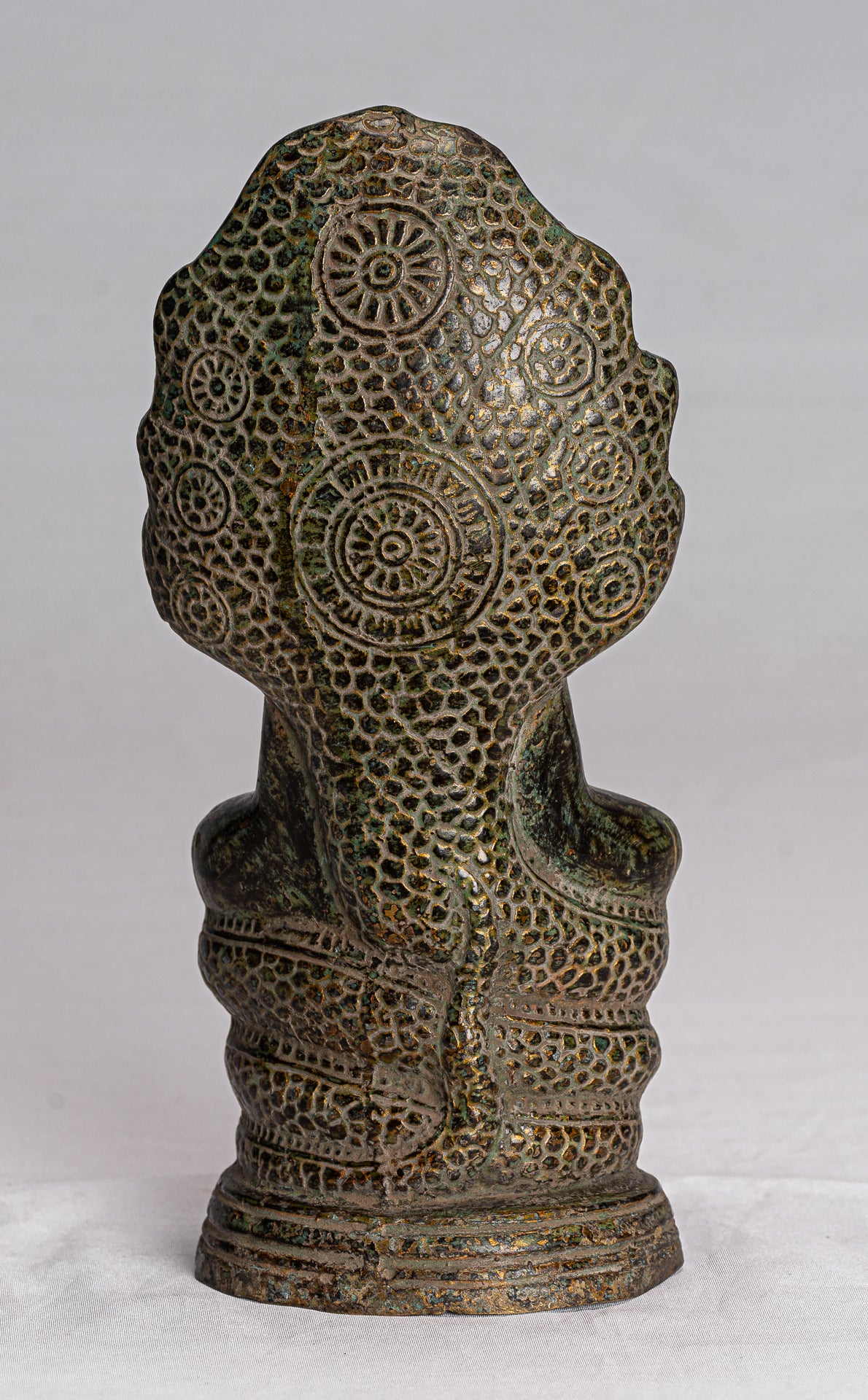 Buddha Statue-Antike Bayon Style Khmer Seated Bronze Naga Meditation Buddha-21cm/8 "