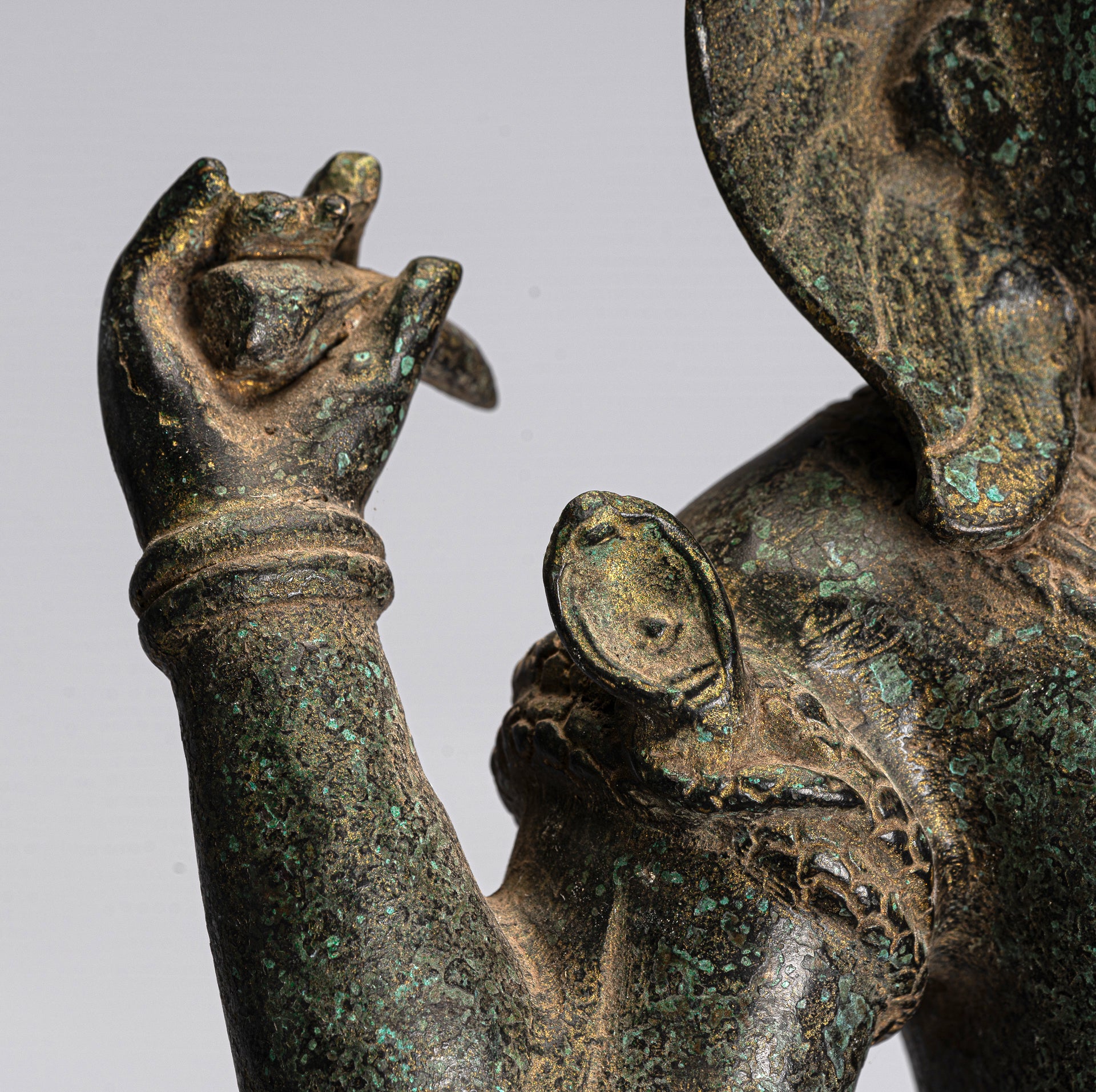 Ganesha Statue - Antique Khmer Style Mounted Standing Bronze Angkor Wat Ganesha Statue - 59cm/24"