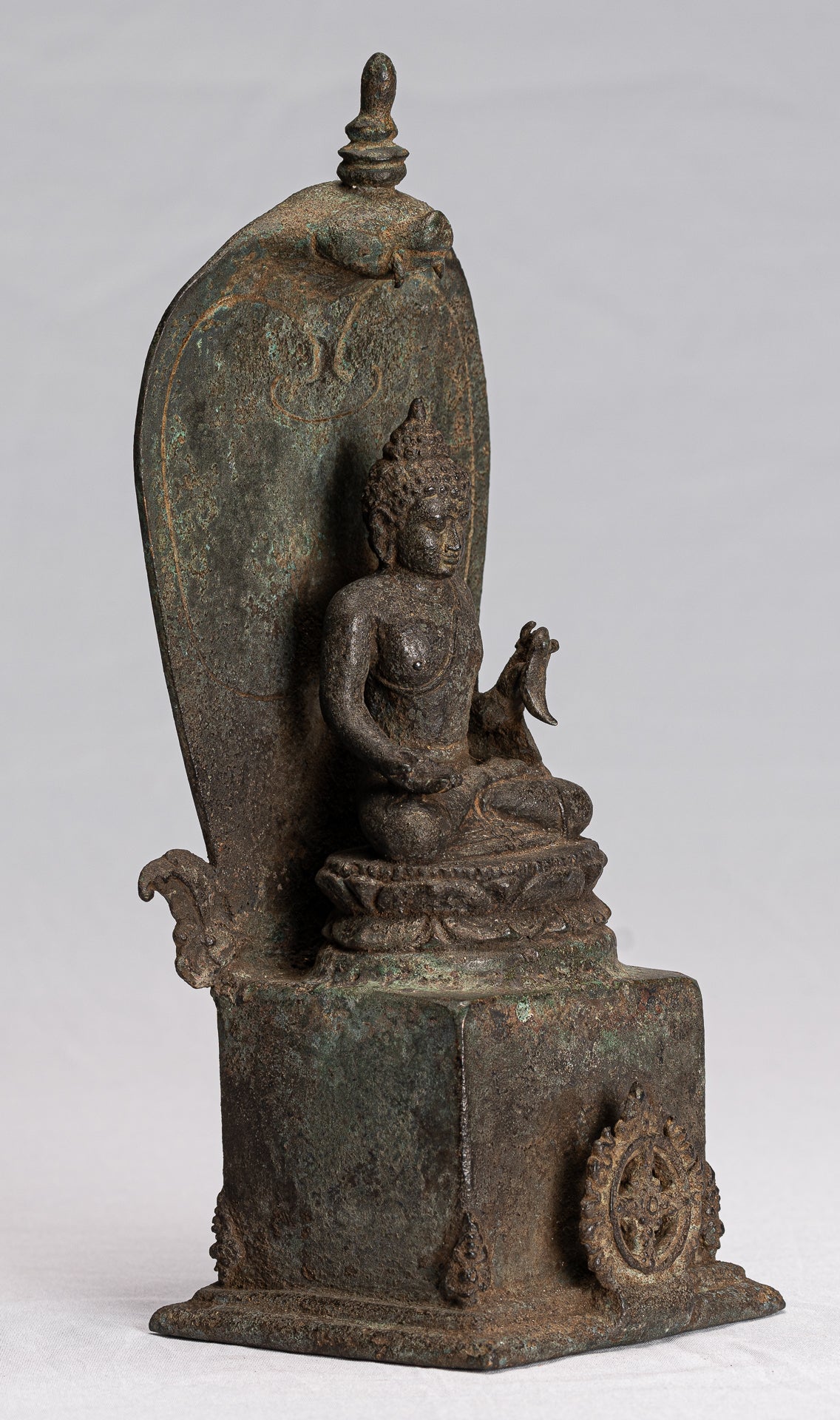Statue di Buddha - Antique in stile indonesiano seduto bronzo giavanese insegnamento Buddha - 28 cm/11 "