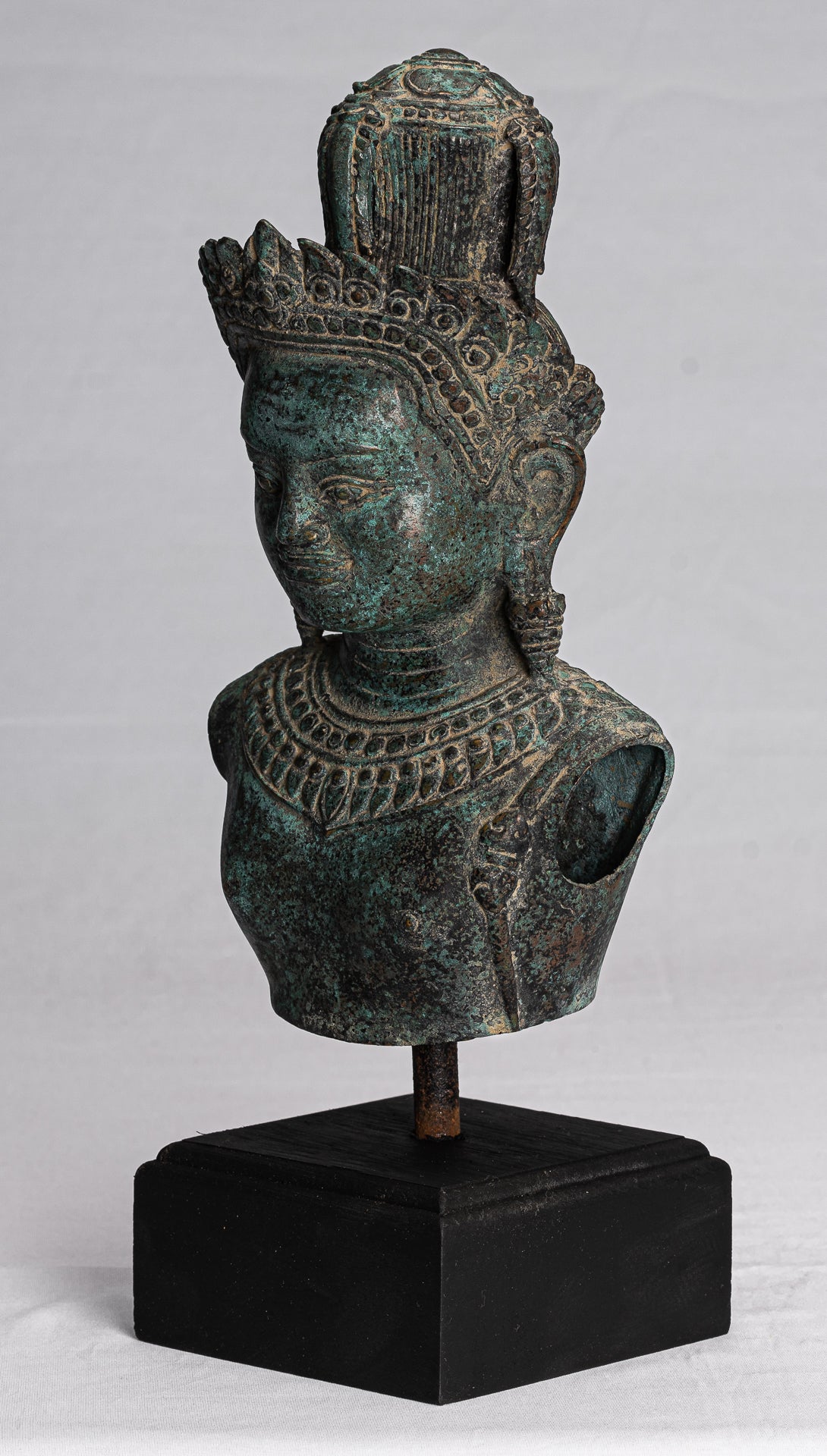 Shiva-Statue – Antiker Khmer-Stil, ungewöhnliche montierte Bronze-Shiva-Statue – 32 cm/13 Zoll