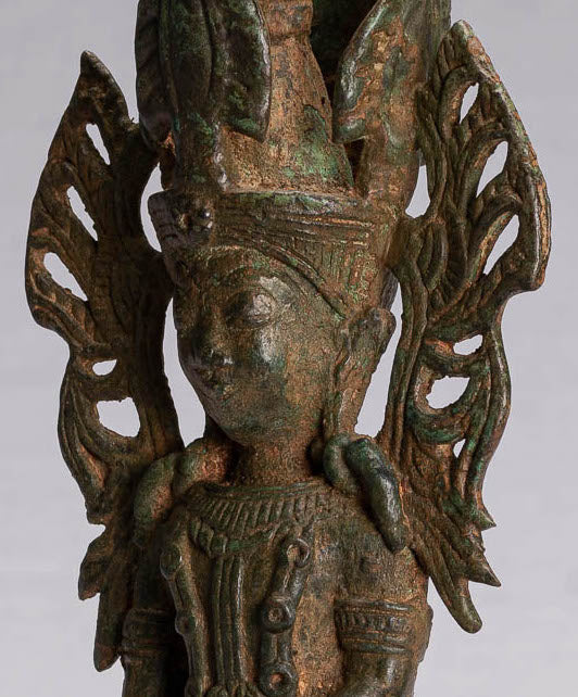 Buddha Statue - Antique Burmese Style Bronze Shan Enlightenment Seated Buddha Statue - 35cm/14"