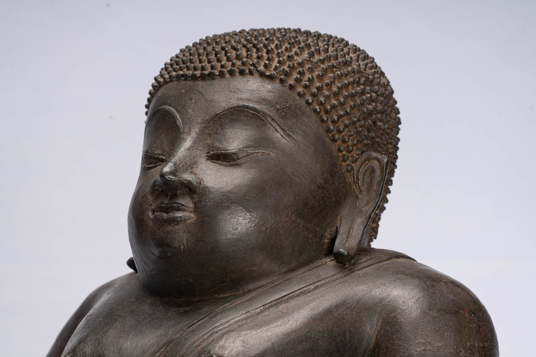 Statue di Buddha - Antique Thai Thai Bronze Happy, Fat, Ride Buddha Bidata Statua - 42cm/17 "
