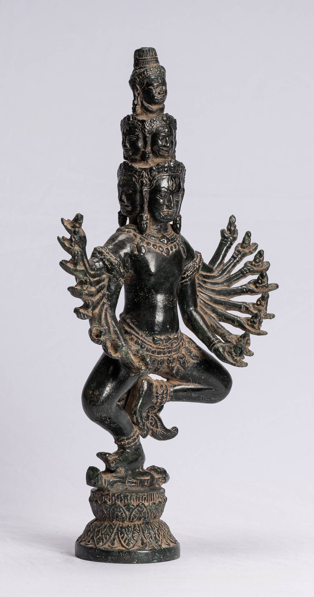 Antike Khmer Style stehend Bronze Bayon Hevajra Statue-43cm/17 " Tall