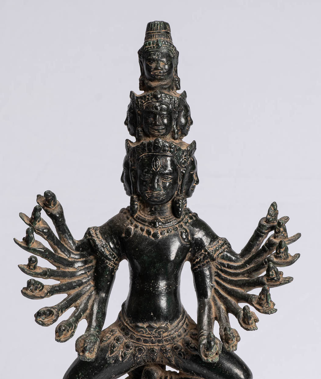 Antike Khmer Style stehend Bronze Bayon Hevajra Statue-43cm/17 " Tall