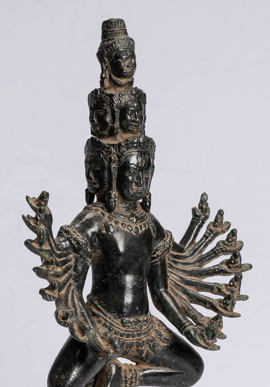 Antike Khmer Style stehend Bronze Bayon Hevajra Statue-43cm/17 " Tall